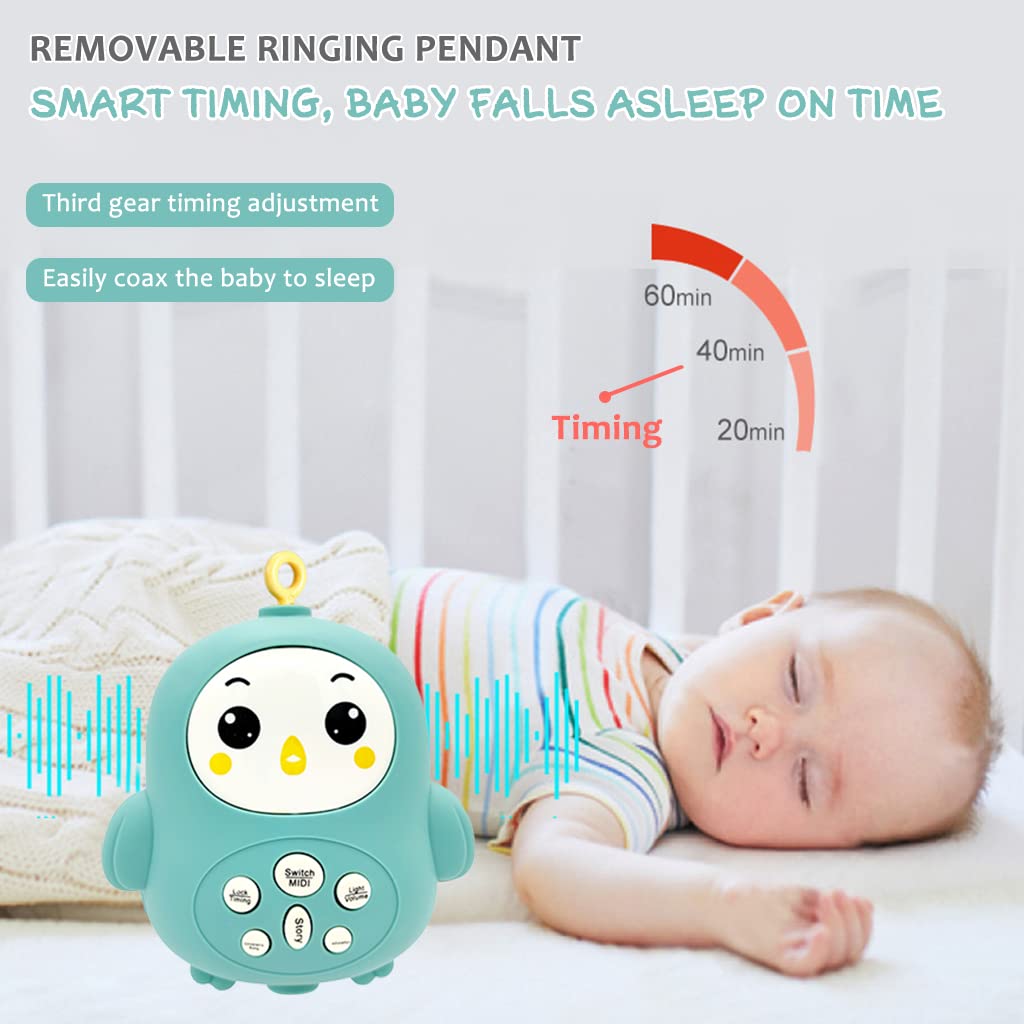 PATPAT Hanging Toys for Babies 0-6 Months Cot Mobile Musical Toys New Born Baby Toys Electric Rotation Crib Hanging Toy with Lullabies, Timing, Night Light Crib Mobile for Boys Girls 3-6 Months-Green