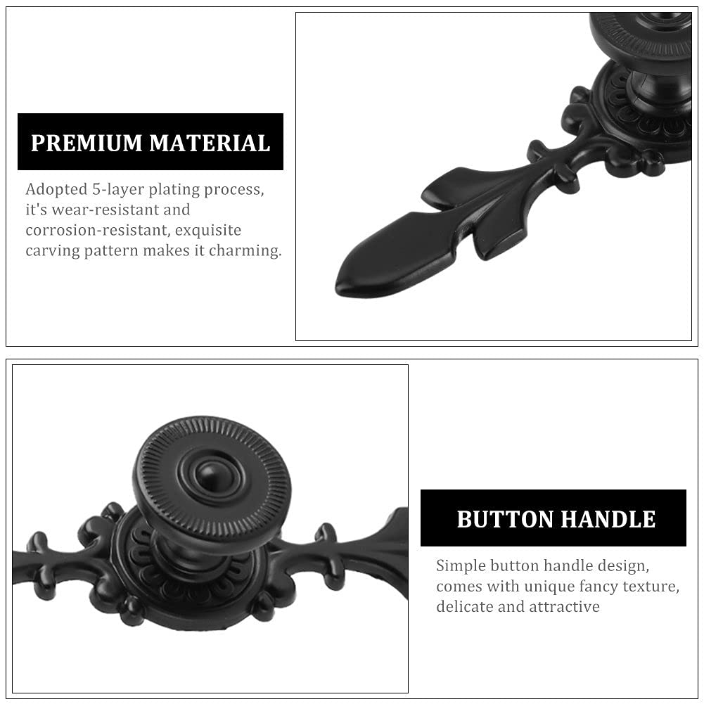 HASTHIP Pack of 4 Vintage Style Pull Handle Door Knob Back Plate, Retro Cabinet Door Knob with Screw for Home, Furniture, Drawer, Cabinet, Dresser, Closet, Wardrobe and Cupboard (Black)