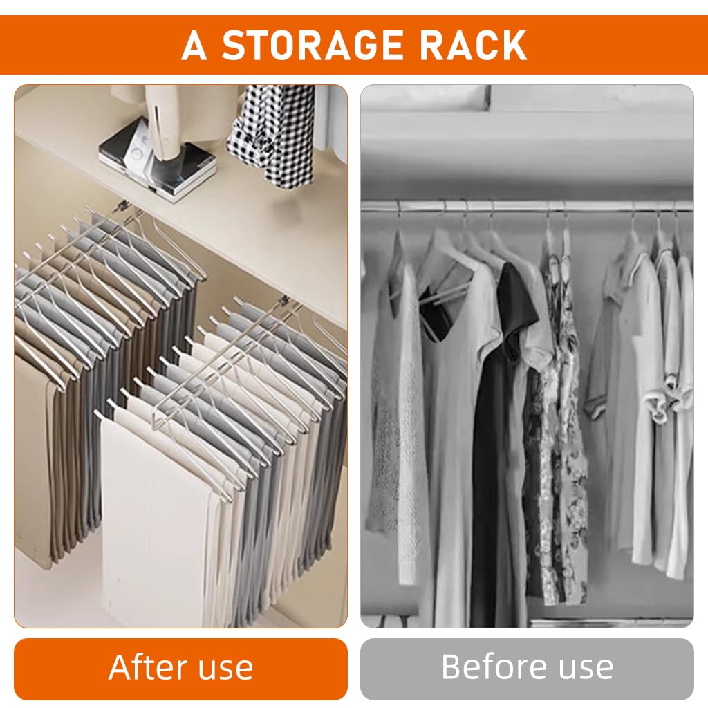 HASTHIP Wardrobe Organizer 19.69 Inches Pull Out Hanger Rail Space Saving Multi Hanger Organizer Hanging Rail for Wardrobe Modification Universal Screw Mounted Multi Hanger Organizer