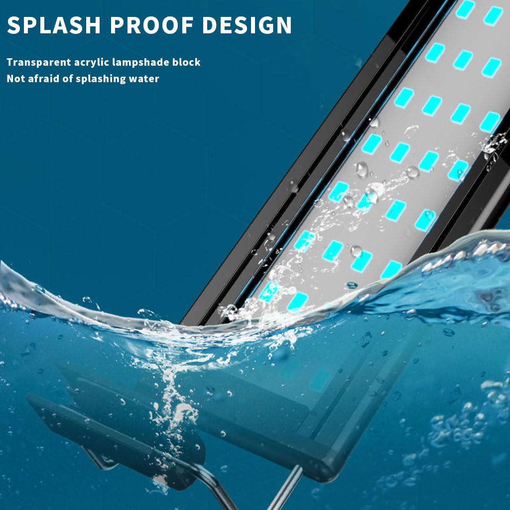 Qpets Multi-Color 16W Aquarium Light with Adjustable White Blue Red Green LEDs & Extendable Brackets, Suitable for 60-70CM Tank, Ideal for Freshwater Plants & Ornamental Fishes