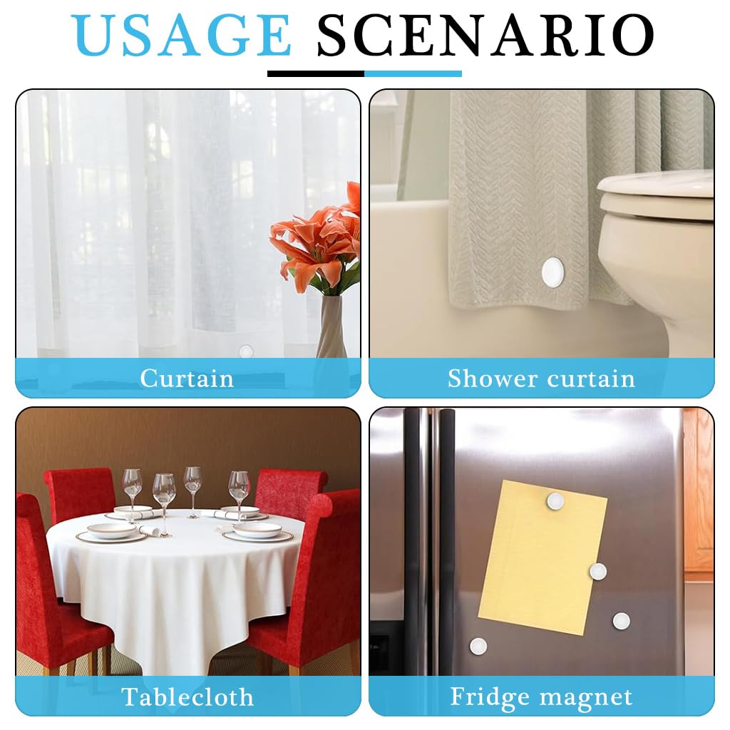 HASTHIP 4 Pair Magnetic Shower Curtain Weights, Strong Curtain Shower Magnet Weights, Prevent Curtain Liner from Blowing Around, Work for Drapery, Tablecloth, Flag, Outdoor Curtain