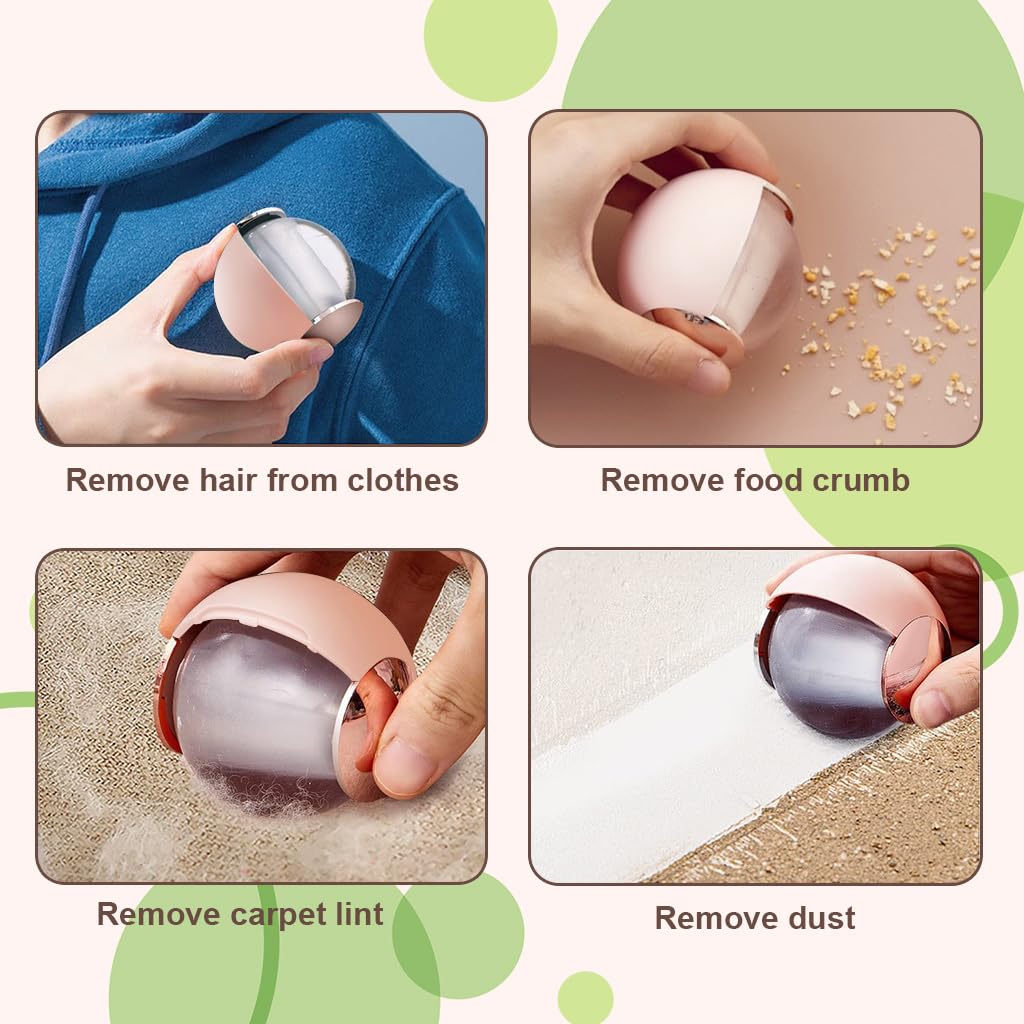HANNEA Reusable Gel Lint Roller Ball, Sticky Washable lint Roller Portable Dog Cat Pet Hair Remover Tool for Clothes, Furniture, Pink
