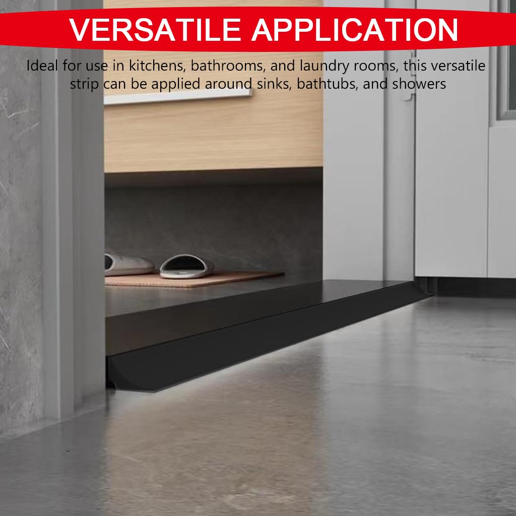 HASTHIP 39 inches Water Stopper Strip Silicone Curved Edge Water Guard Blocker with 1 Waterproof Glue, Self-Adhesive Silicone Shower Splash Guard for Kitchen Countertop Sink, Cooktop, Bathroom Tub