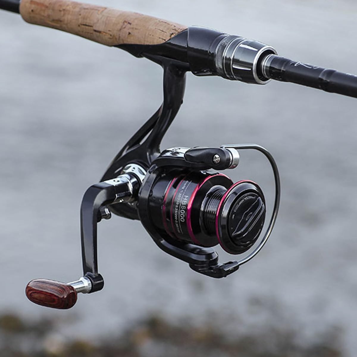 Proberos Fishing Reel HB6000 Heavy Duty Metal Fishing Reel Smooth 11BB Left/Right Interchangeable Metal Shaft Handle Smooth 11BB 5.2: 1 Gear Ratio