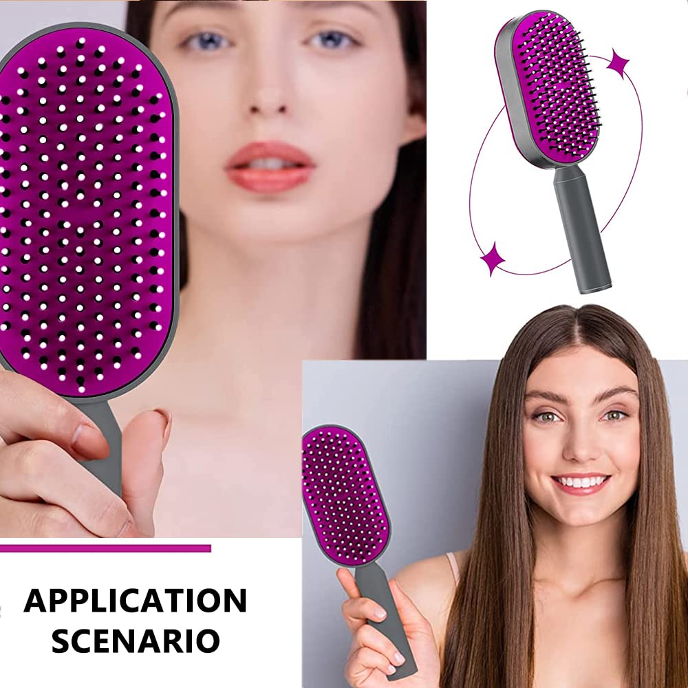 MAYCREATE Self Cleaning Hair Brush for Women Men, 3D Airbag Cushion Hair Comb Massager Paddle Brush Hairdressing Detangling Anti Static Hairbrush