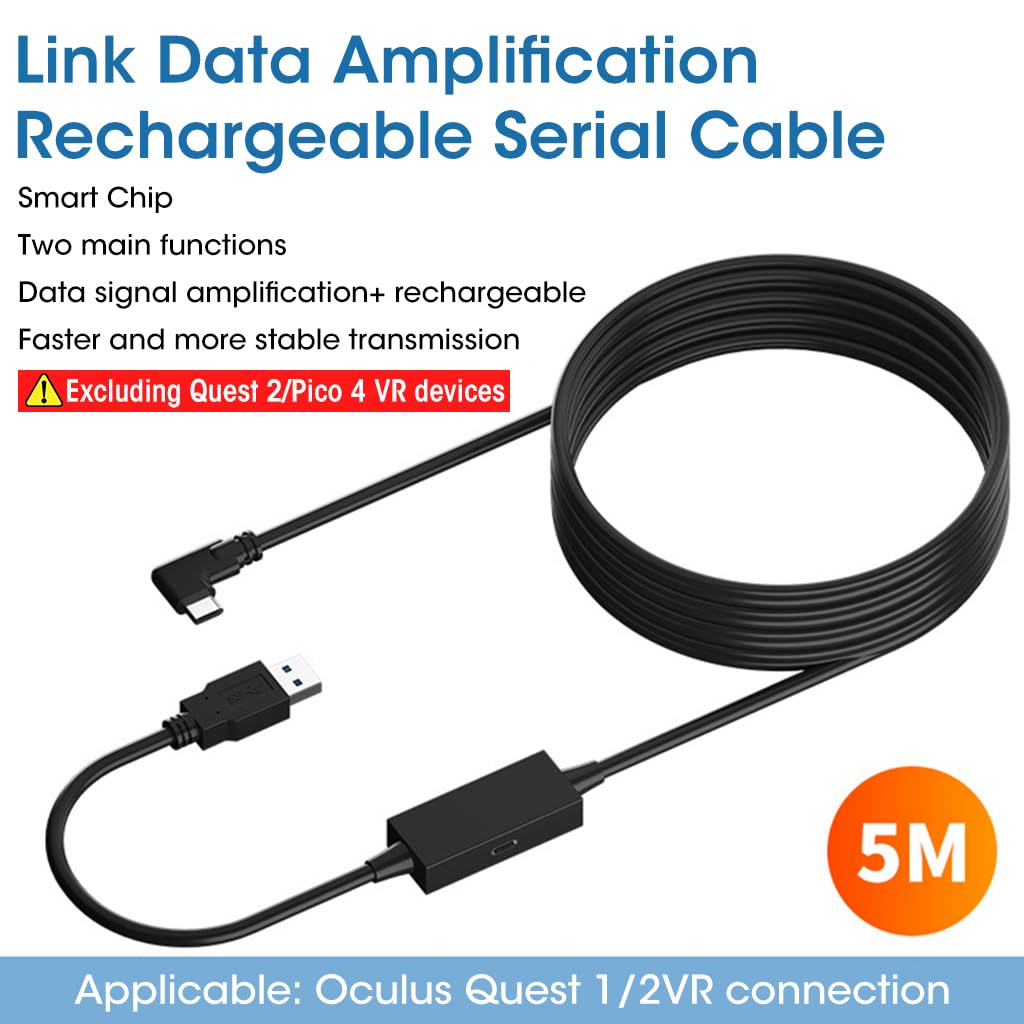 Zeitel Link for Oculus Quest 2 Cable, 16.4Ft USB 3.2 to USB C Link Cable for Oculus Quest 1 2/PICO Neo 3/PICO 4, USB to Type C Quick Charging Cable, 5Gbps Data Transfer VR Streaming Cable