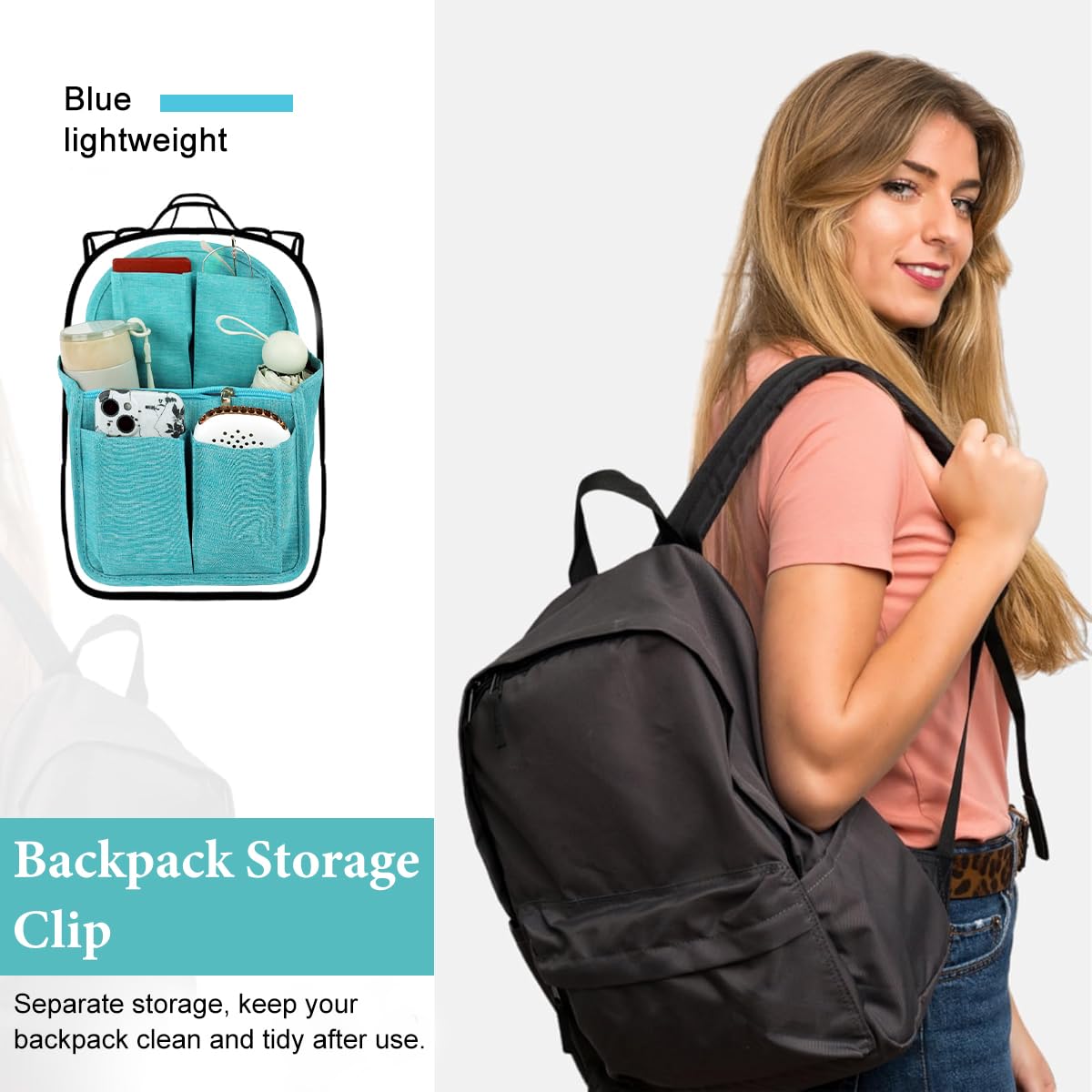 PALAY Folding Backpack Insert Organizer Travel Open Organizer Multi Compartment Bag Inside Shower Caddy Toiletries Organizer Divider Insert Organizer for for Gym Bag, Rucksack, Luggage