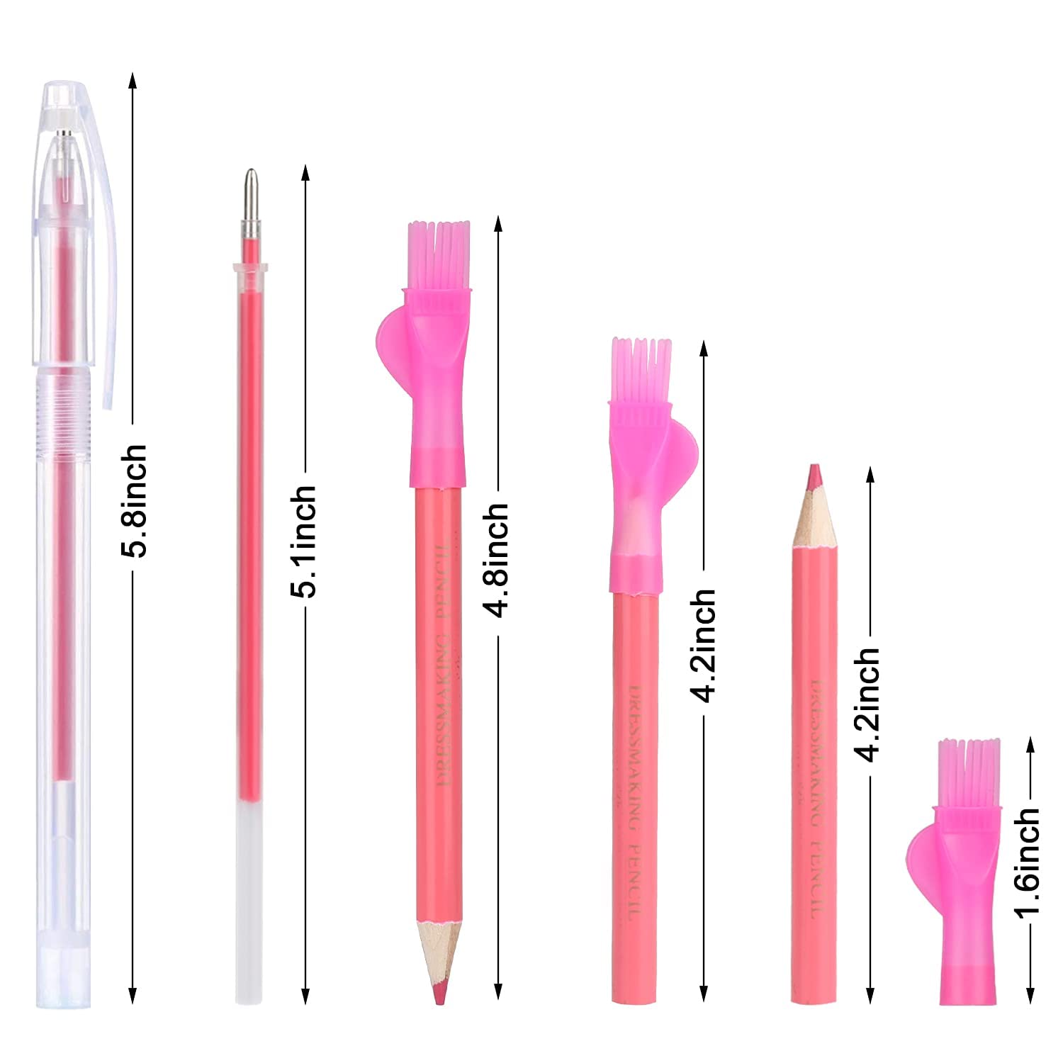 HASTHIP 10 Pcs of Color Tailor Chalk, 2 Sewing Fabric Pencils with Brush and Tailoring Tool Set with 4 Erasable Fabric Marking Pens with 4 Refills, DIY Supplies