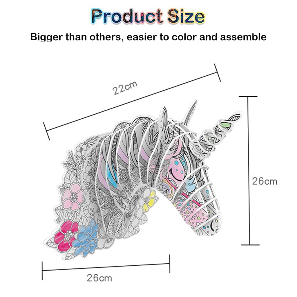 PATPAT 32Pcs Elephant 3D Puzzle for Kids Adults, Coloring Puzzle Game for Kids 7 to 10 Years with 10 Marker Pens, DIY Assembly Puzzle Elephant Toy Creative Arts and Crafts Kit DIY Painting Puzzle Set
