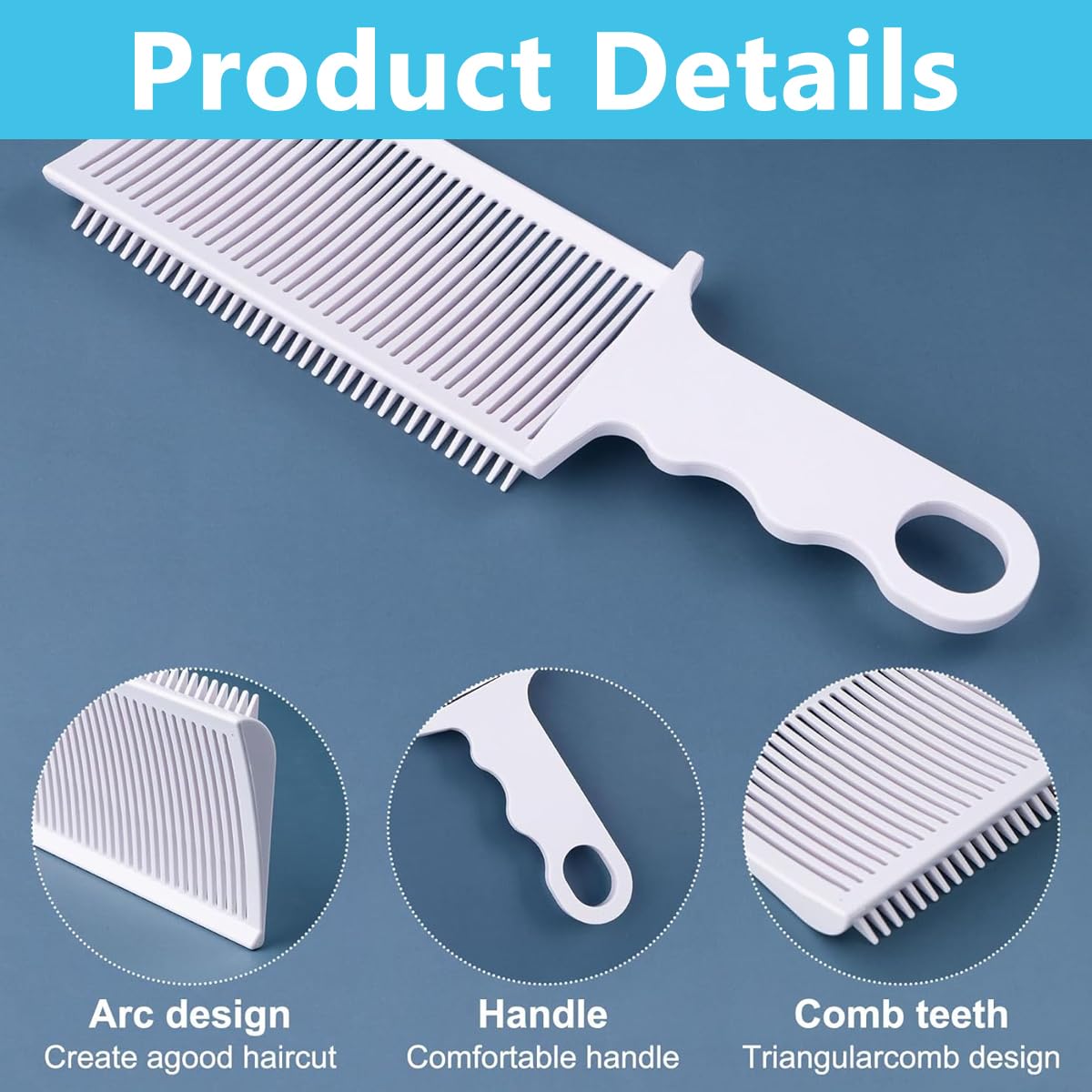 MAYCREATE Barber Fade Comb for Men, Barber Clipper Fading Comb, Professional Hair Cutting Haircut Comb, Heat Resistant Flat Top Salon Styling Tools - White
