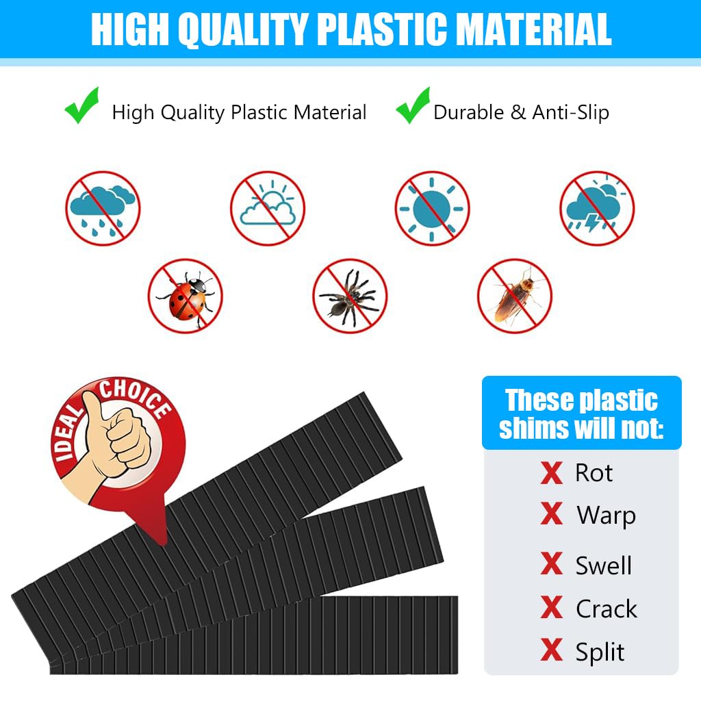 HASTHIP 40Pcs Furniture Wedges 3.9 inches Wedges 0-8mm Furniture Wedges Leveling Wedges for Door, Window, Furniture Feet Multipurpose Plastic Door Stopper Wedges