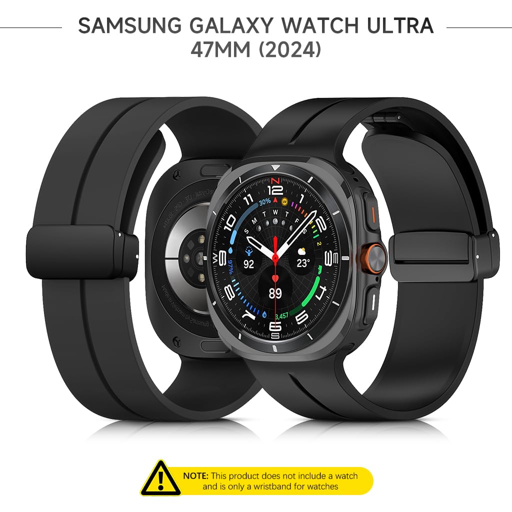 ZORBES Smart Watch Wrist Band for Samsung Galaxy Watch Ultra 47mm (2024) Adjustable Magnetic Closure Buckle Design Waterproof Silicone Watch Wrist Band for Galaxy Watch Ultra 47mm