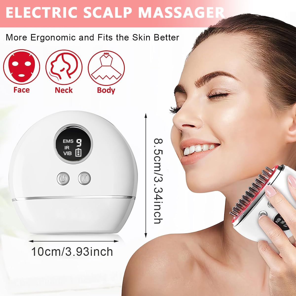 HANNEA Head Massager Machine for Pain Relief, Electric Body Massager Scalp Massager Gua Sha Tool for Face/Foot/Leg/Neck/Back With 9 Power Strength and 4 Modes, Micro Current, Vibration