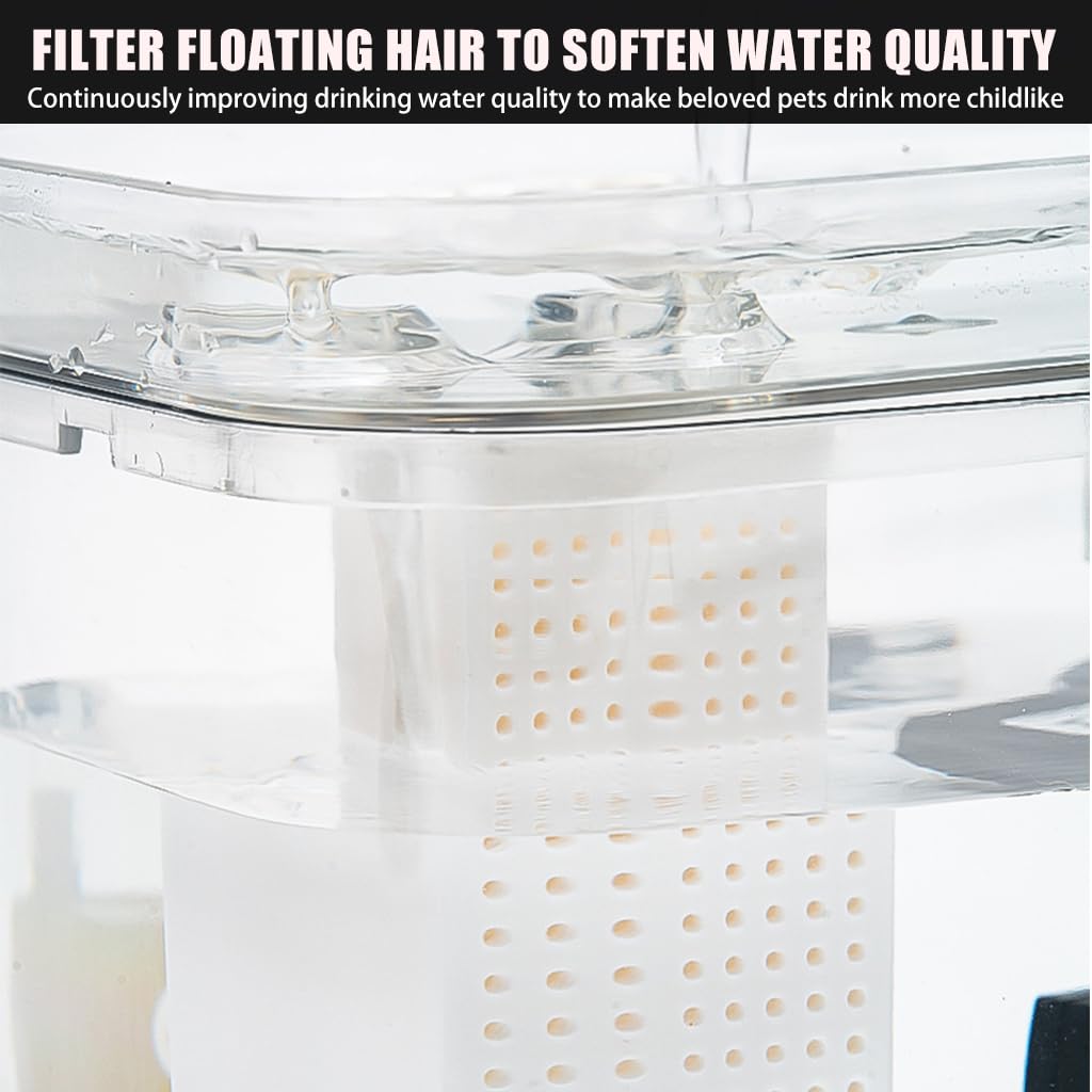 Qpets 1.5L Cat Water Fountain for Cats, Dogs, Ultra Quiet Stylish Transparent Cat Drinking Fountain, Food Grade PET Automatic Pet Water Fountain