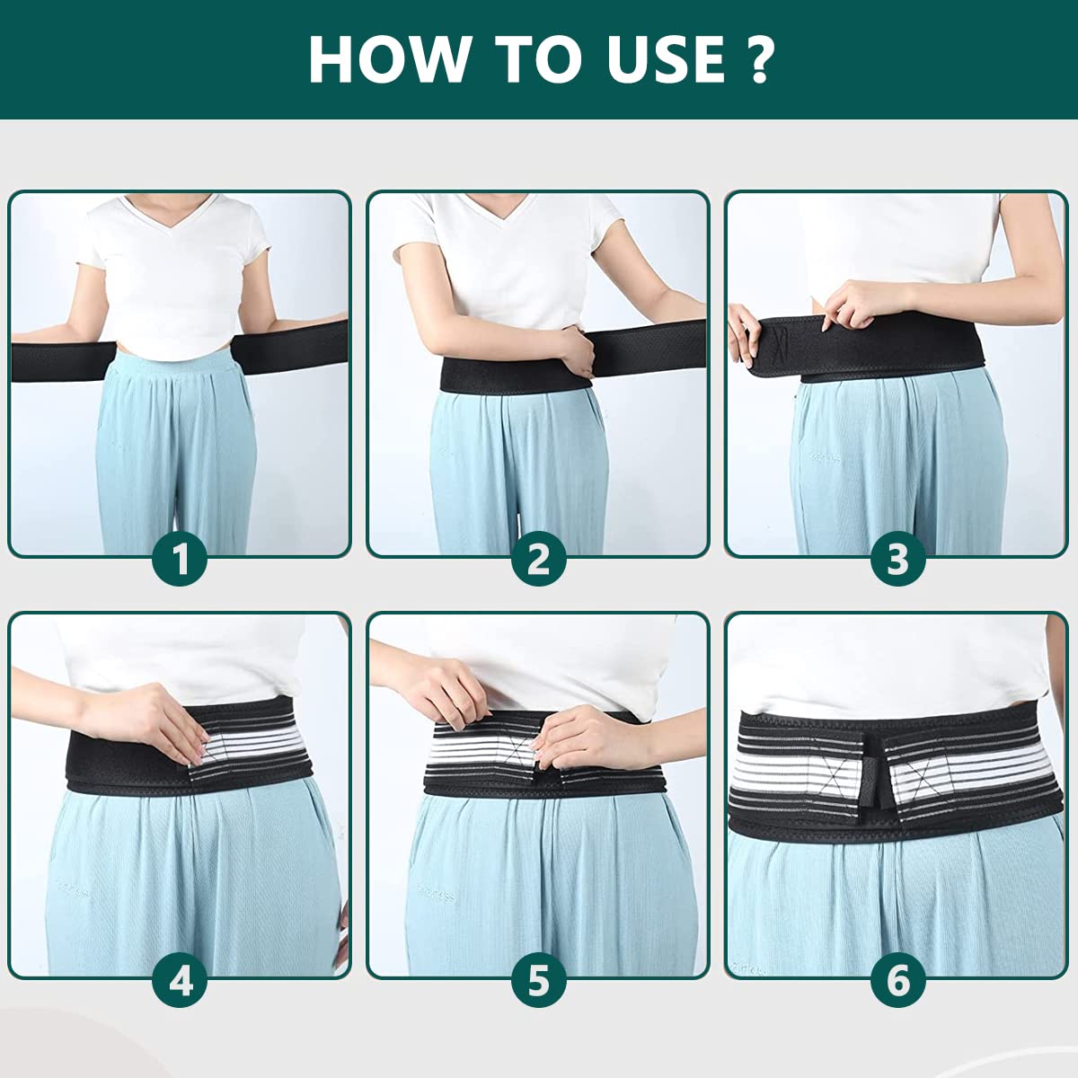 HANNEA Sciatica Pain Relief Belt - Adjustable Lower Back Pain Belt for Women SI Joint Hip Belt, Hip Braces for Hip Pain Relief - Pelvic Support Belt - Trochanter Belt Sacroiliac Belt (M109*9)