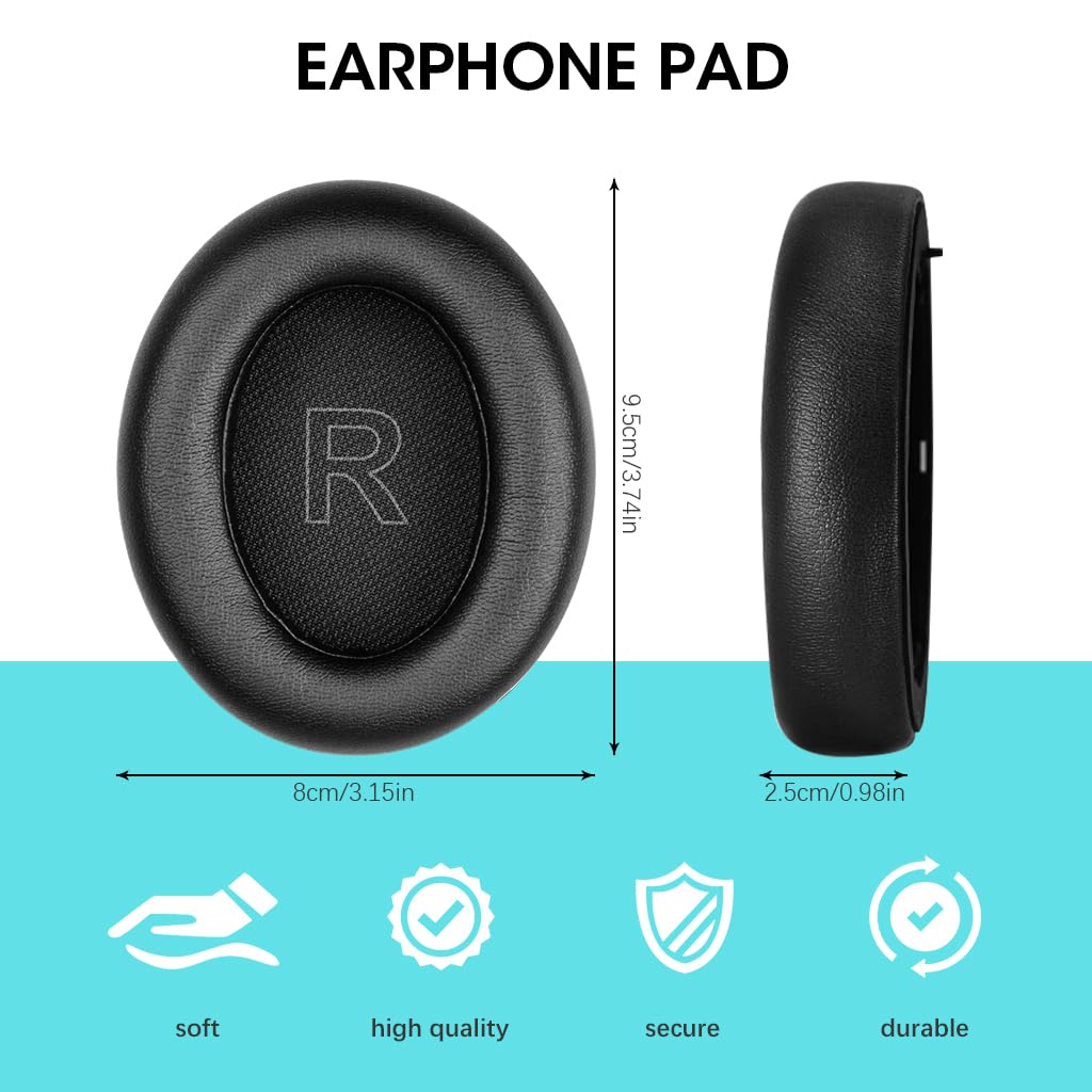 ZORBES 1 Pair Earpads Compatible with Anker Soundcores Life Q10, Left & Right Earpads Replacement Cushion Pads Noise Reduction PU Soft Earpads Replacement Earpads for Soundcores Life Q10