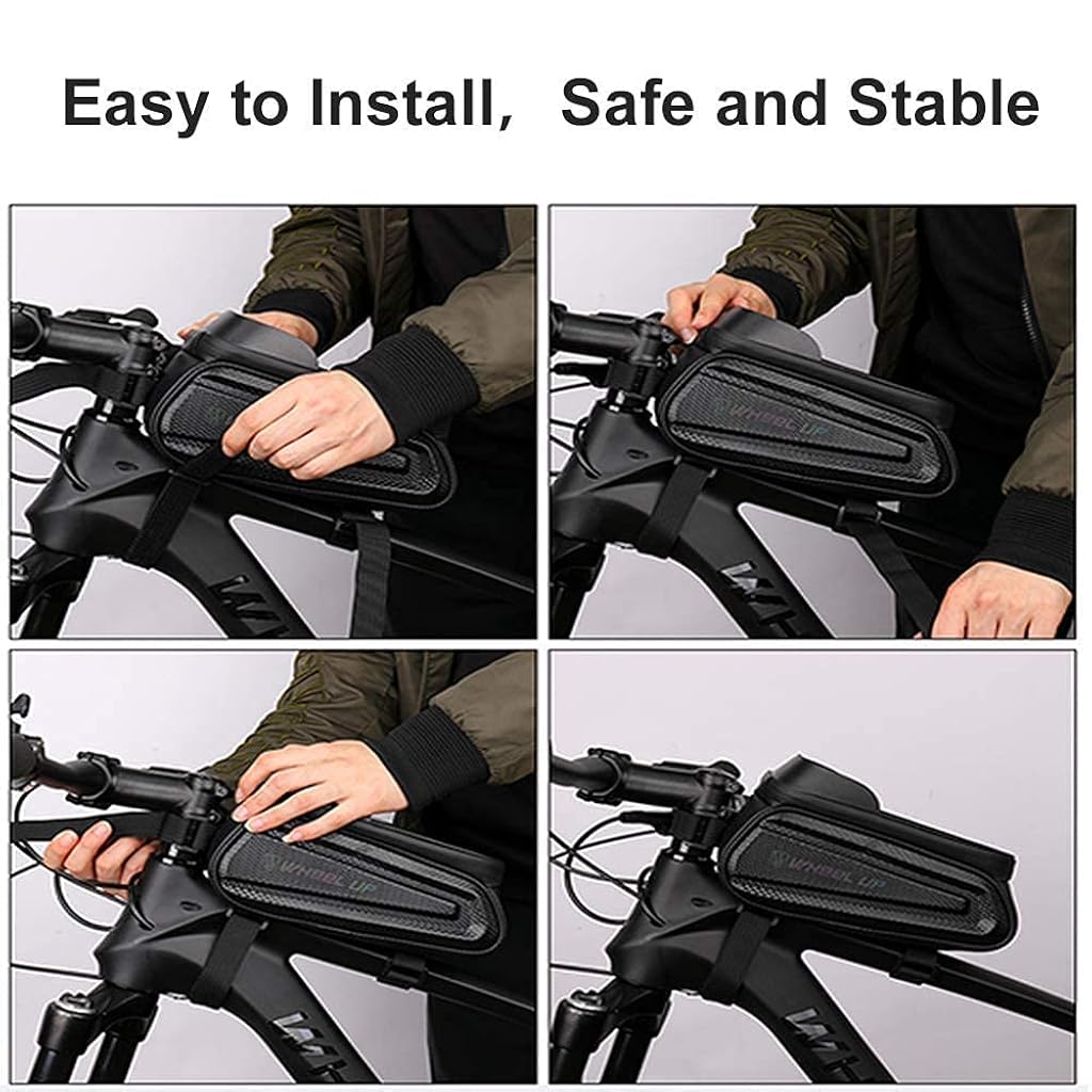 Proberos® Cycle Frame Bag Bicycle Storage with 6.5 inch Waterproof TPU Touch Screen Double Zipper Design Mobile Holder for All Phones up to 6.5 Inches Accessories Black 2 PCS