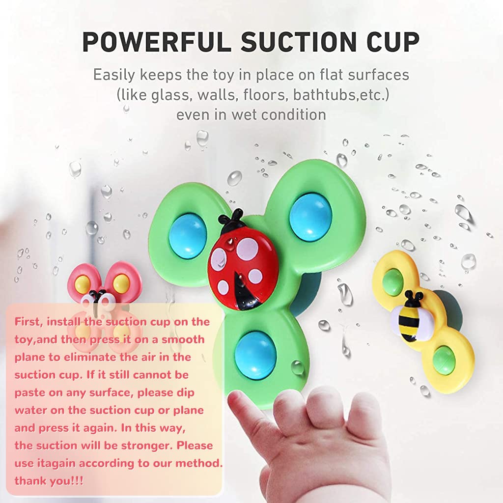 PATPAT Baby Toys ,3Pcs Bath Insect Toys for Kids 1 2 Year Old, Suction Cup Toy, Sensory Toy Learning Toy Birthday Gifts for Girls Boys