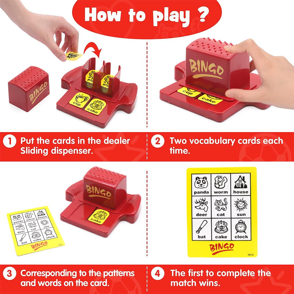 PATPAT Postbox Matching Word Board Games Bingo Game Educational Toys for Kids 3 Years Boys Girls Adult Gifts with Animals Recognition & Increases Memory Challenge Yellow|Pack of 1