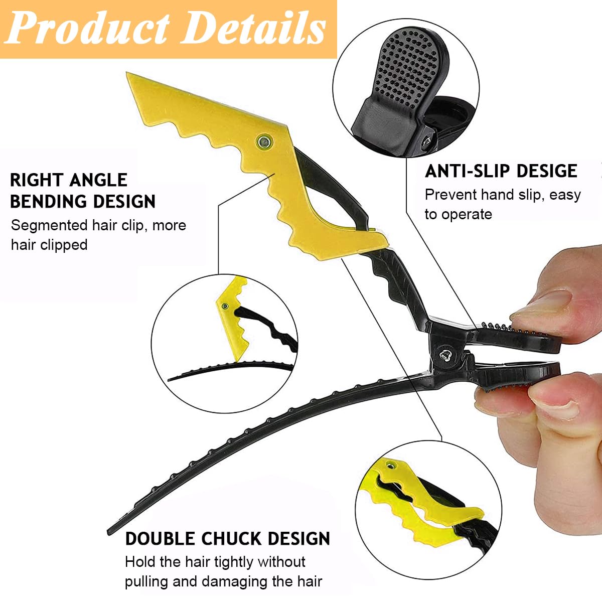 MAYCREATE Magnetic Line Clips Holder Wristband Silicone Wristband Hair Clips Organizer Set with 2 Pintail Combs, 6Pcs Hair Sectioning Clamps Clips, 6 Hair Sectioning Rings