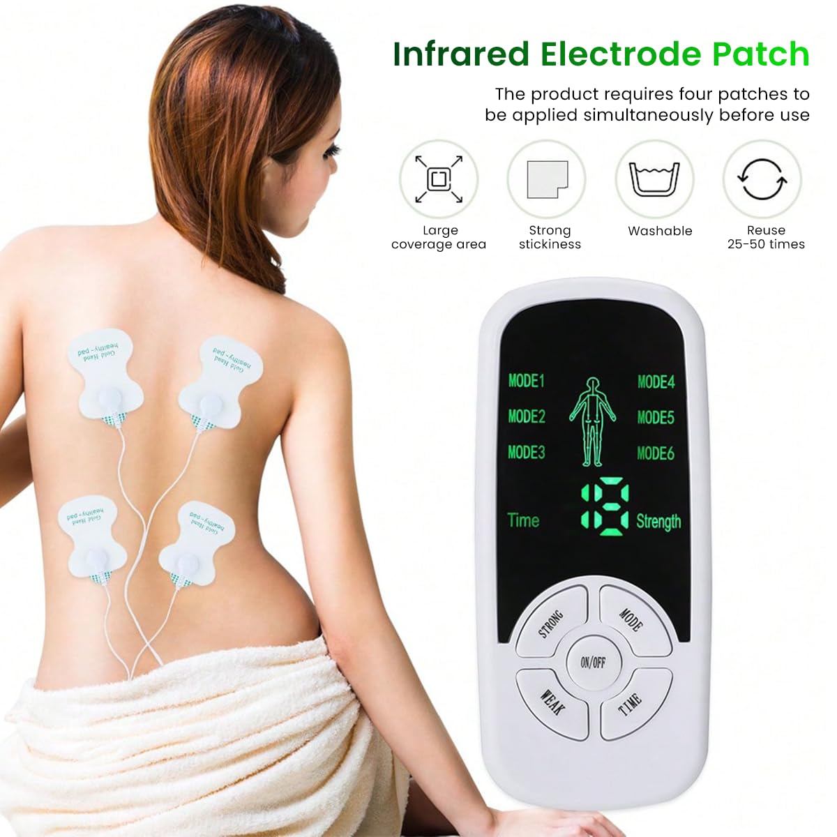 HANNEA Electric Massage Patch EMS Neck Massager with 4 Patches Electronic Nerve Stimulator and Massager for Neck, Shoulder Neck Massager for Physiotherapy, Pain Relief, Subcutaneous Nerve Stimulation