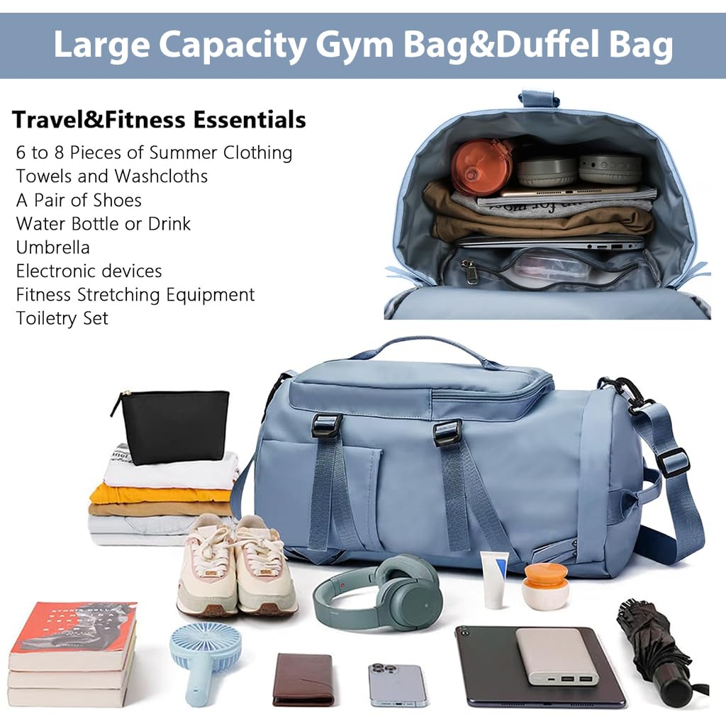 ZIBUYU Gym Bag Duffle Bag for men with Removable Shoulder Strap Travel Backpack Multipurpose Nylon Travel Bag Fitness Bag with Shoe Compartments Multi Compartments Backpack Bag for Travel