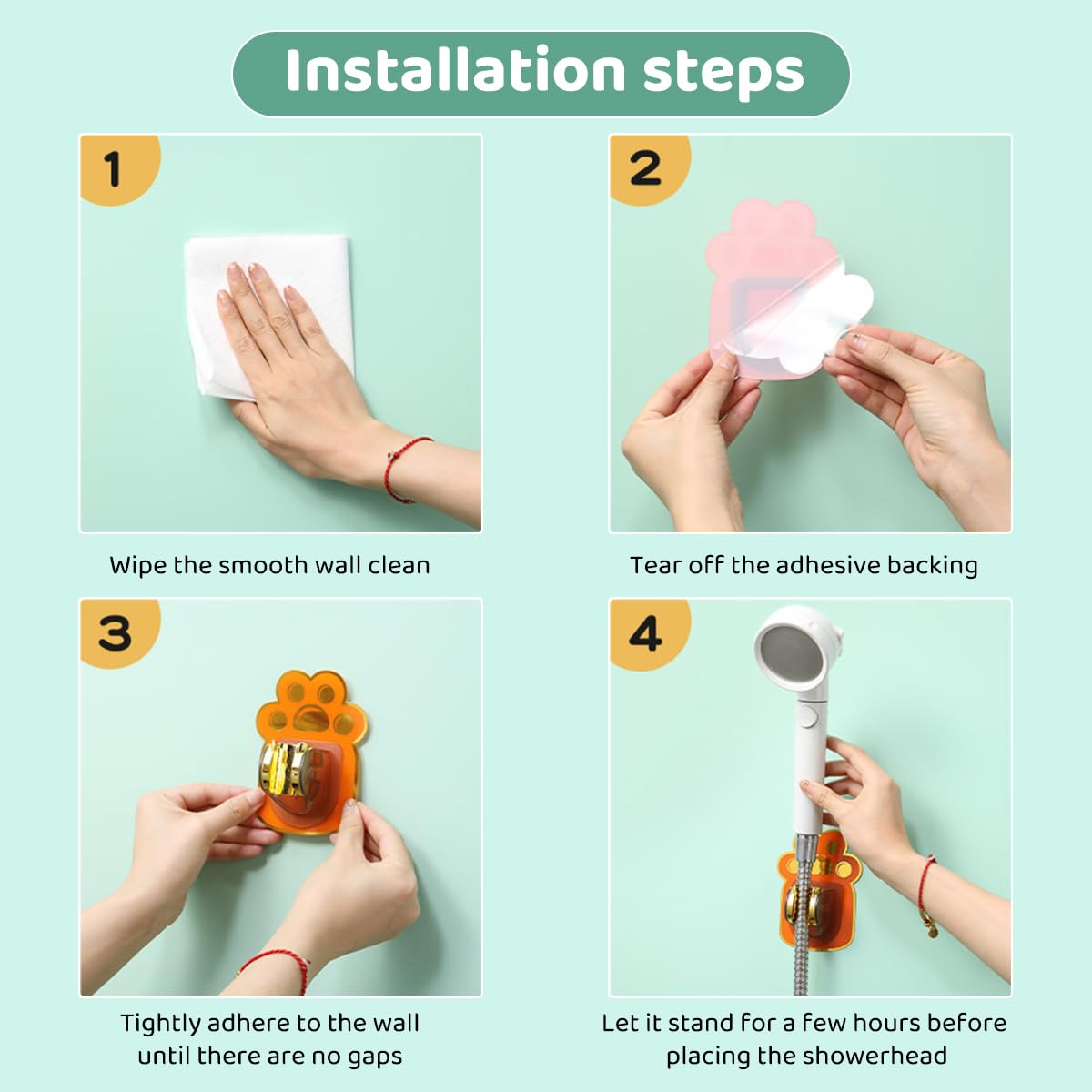HASTHIP 2Pcs Self-Adhesive Handheld Shower Holder- Adjustable Waterproof Wall Mount Bracket Hand Shower Holder for Bathroom Toilet