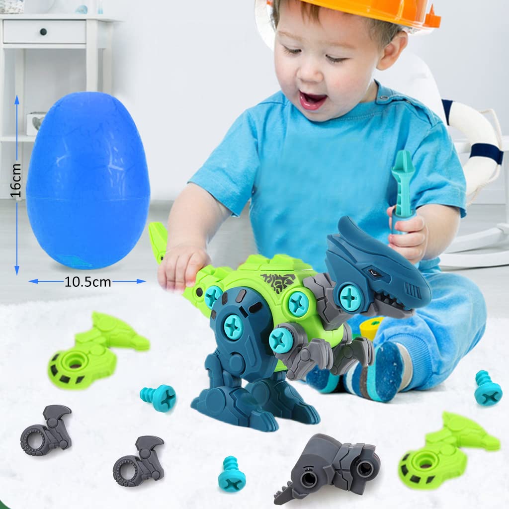 PATPAT Dinosaur Toys for Kids STEM Construction Building Toys for Kids,Dinosaur Toy with Toy Screwdriver Dinosaur Egg Assembling Building Block Toy Birthday Gifts for 4-8 Year Old Boys Girls (Blue)