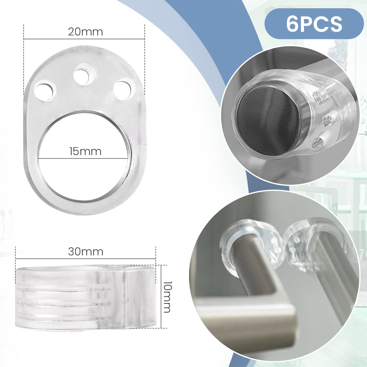 HASTHIP 6Pcs Door Knob Wall Protector, Door Handle Buffers, Self Adhesive Door Stoper Knob Pads, Soft Rubber Wall Protectors Shield for Preventing Damage to Cabinet, Handle, Bedroom, Bathroom