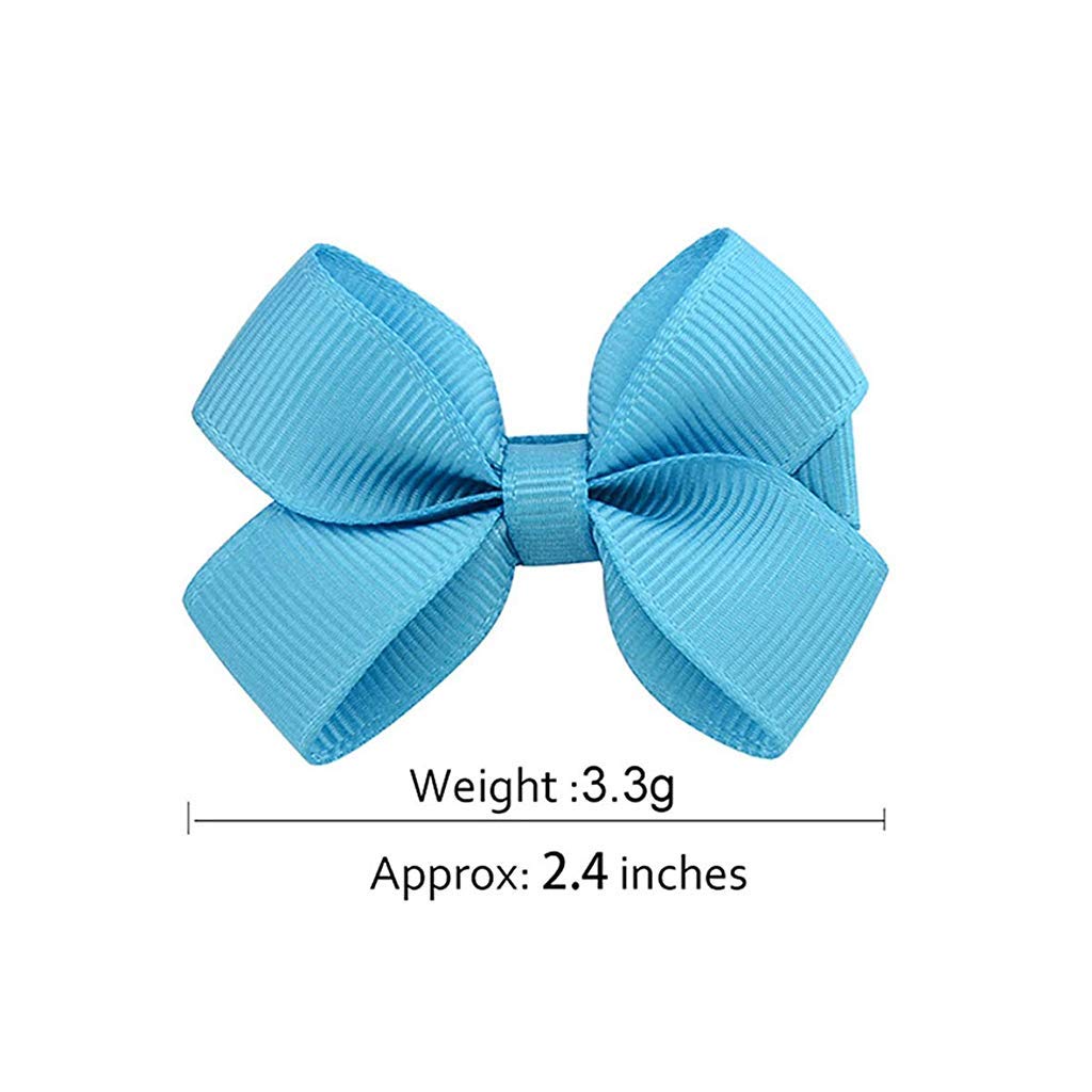 PALAY 20 Hair Clips Mini Hair Bow Grosgrain Ribbon Hair Bows with Alligator Clips for Baby Girls Toddlers Kids, 20 colors(2.4 Inch)
