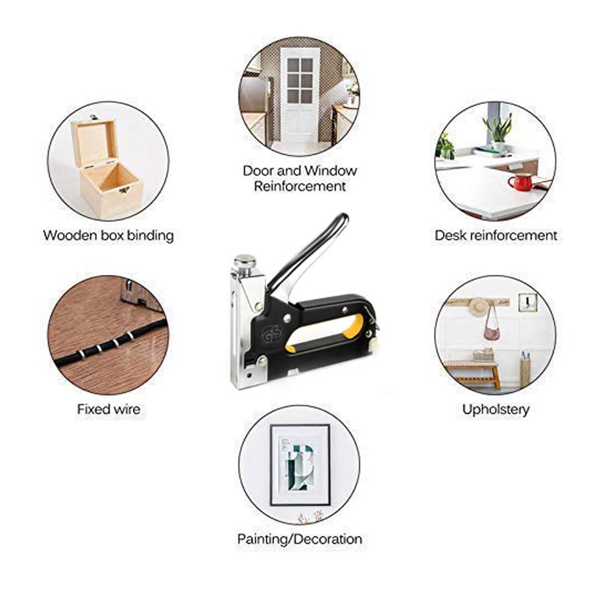 HASTHIP Heavy Duty Staple Gun, 3 in 1 Heavy Duty Stapler Staple Gun with Stapler Remover and 2100Pcs Staples, Tracker Machine with Pins Staple and Nail Gun for Wood Furniture Woodworking SofaSeat Cover Repair