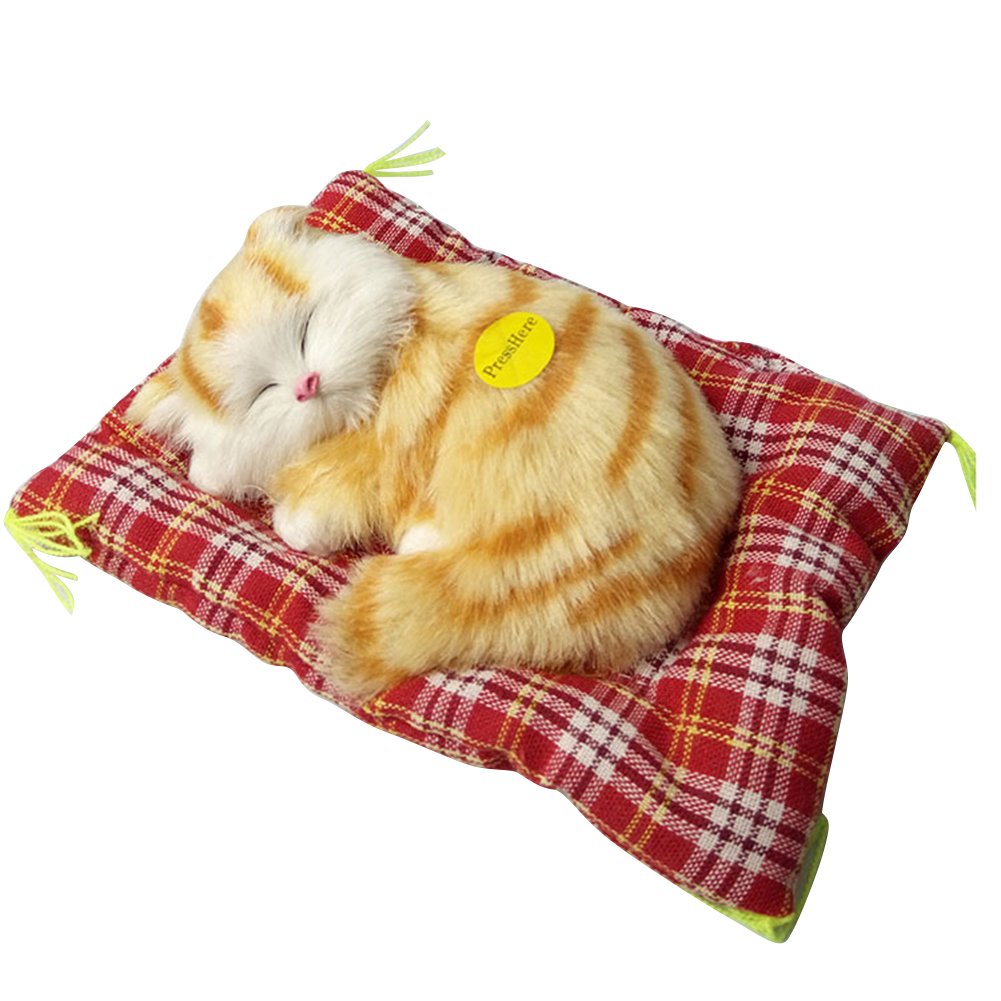 PATPAT Plush, Cotton, Faux Animal Fur Sleeping Cat Stuffed Toy Press Simulation Sound Animal Cute Doll, Multicolour