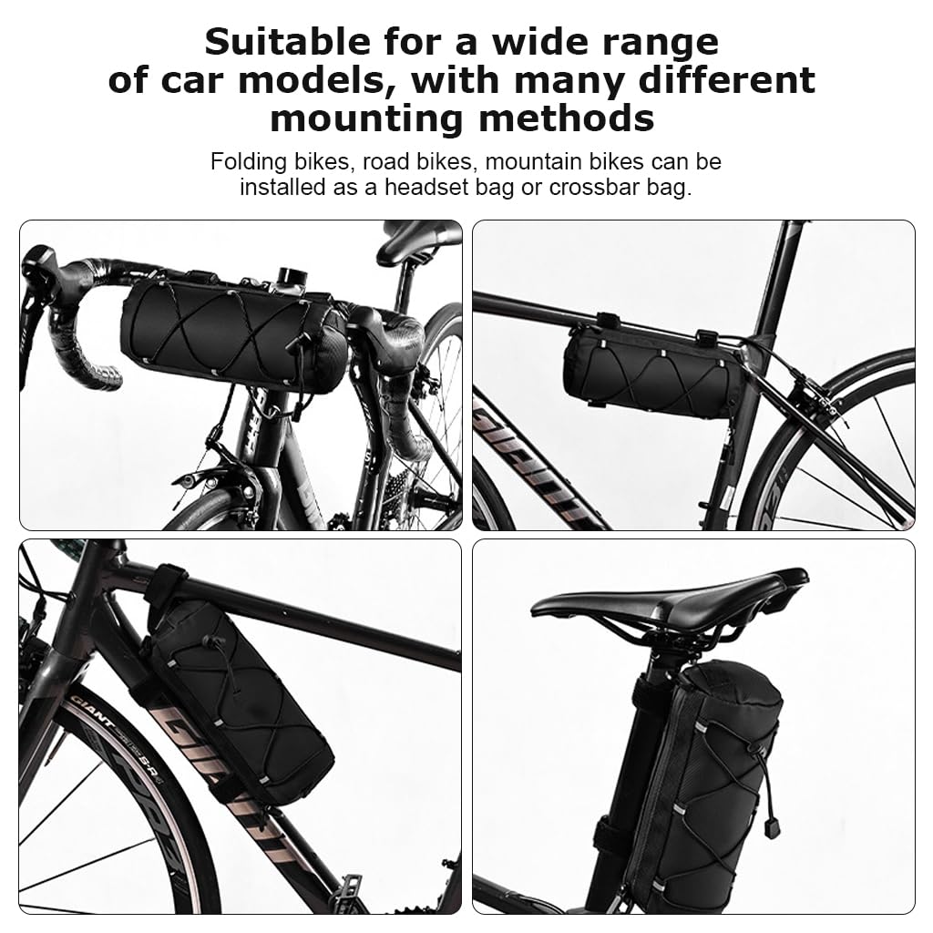 Proberos Bicycle Waterproof Bag, Bike Rear Rack Bag, Large Capacity Rear Rack Bag, Reflective Strip Design with Handle & Adjustable Fastening Strap (8L)