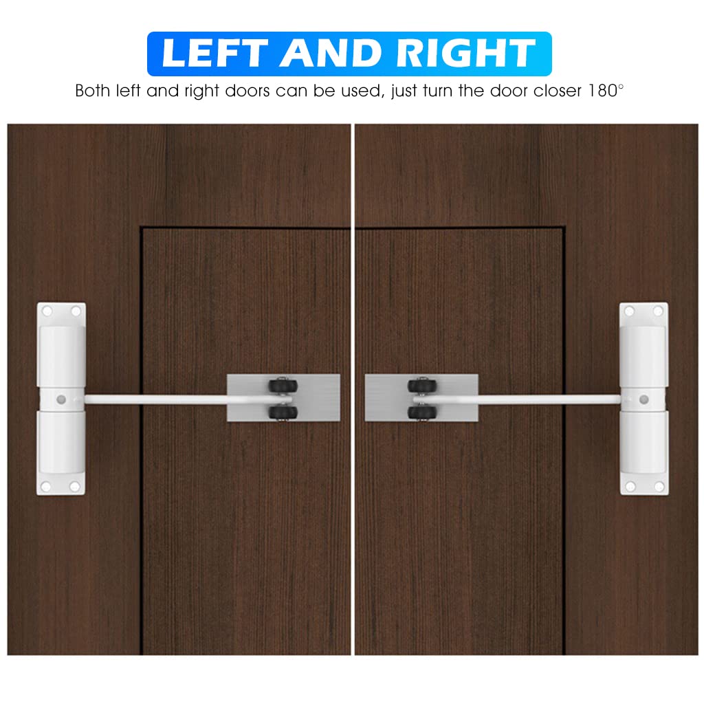 HASTHIP Door Closer, Zinc Alloy Automatic Safety Spring Door Closer, Adjustable Closing Door Hinge, Quiet Door Closer for Wooden Door, Metal Door, Security Door, Weight Up to 30 Kgs (White)