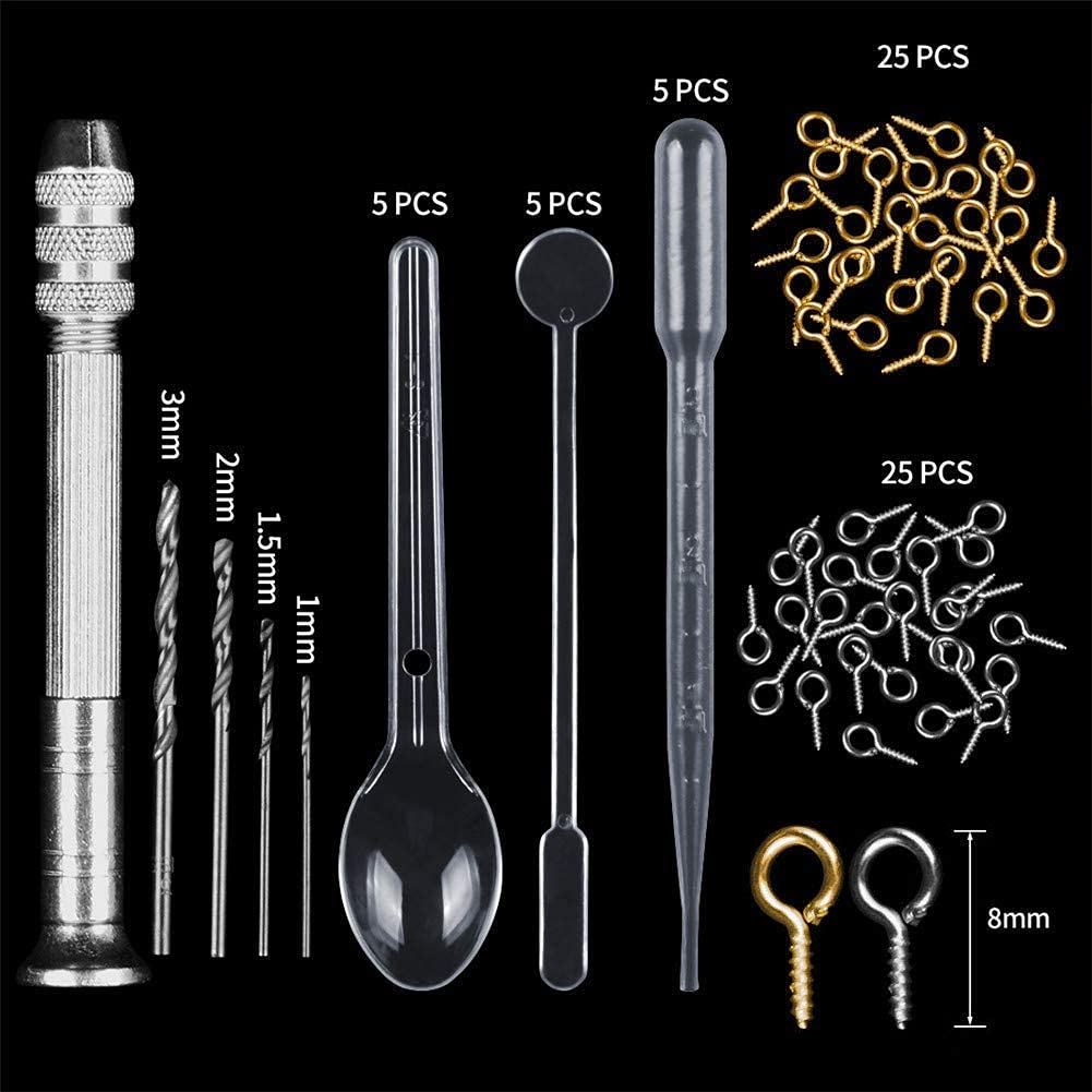 HASTHIP Resin Casting Mold Kit Silicone Mold Making Jewelry Pendant Mould Craft DIY Set(94 pcs)