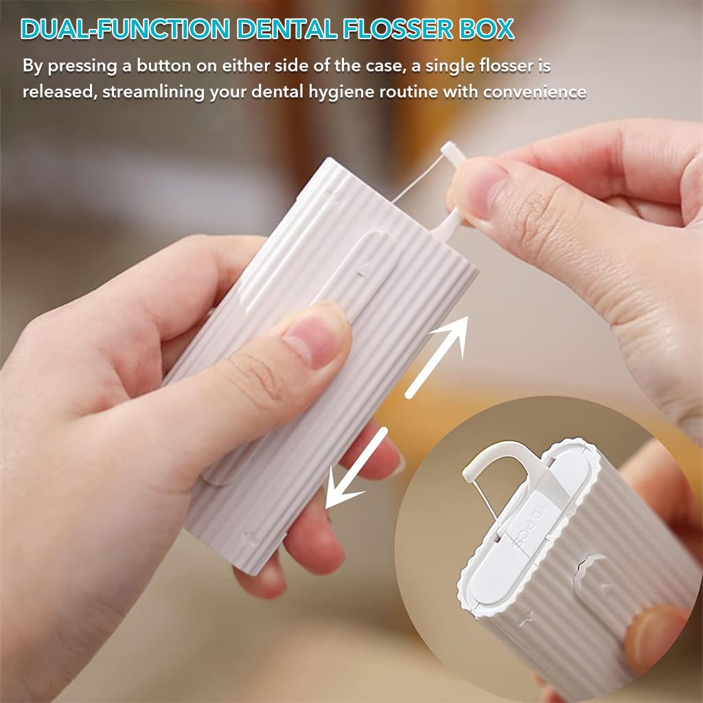 HANNEA HANNE 2Pcs Portable Dental Floss Boxes, Floss Pick Dispenser Refillable Floss Holder for Cleaning Teeth and Oral Care for Dating, Travel, Hotels