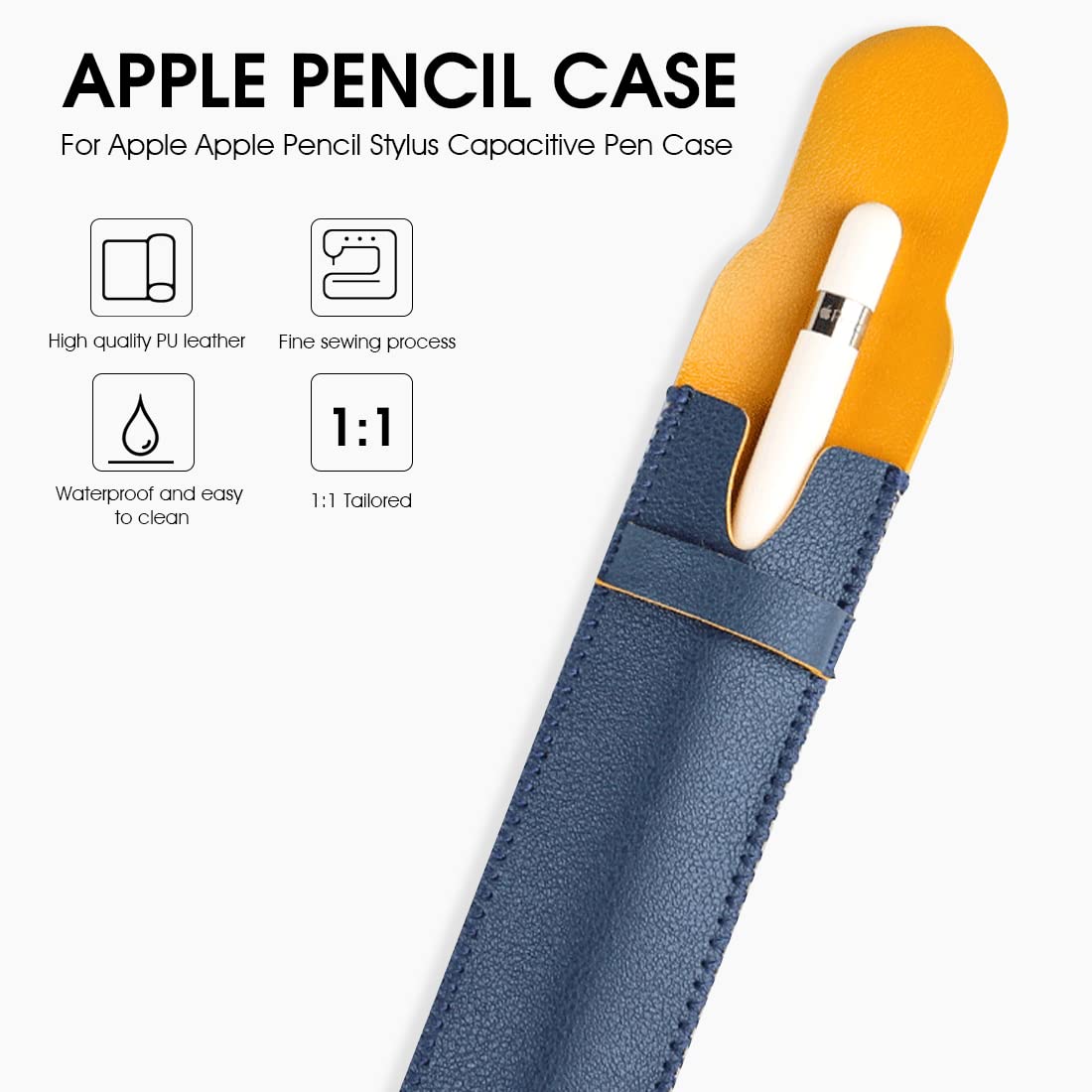 ZORBES Leather Pencil Cover for Apple Pencil 1st/2nd Generation, 9in Stylus Pen Cover, Apple Pencil Sleeve-Black