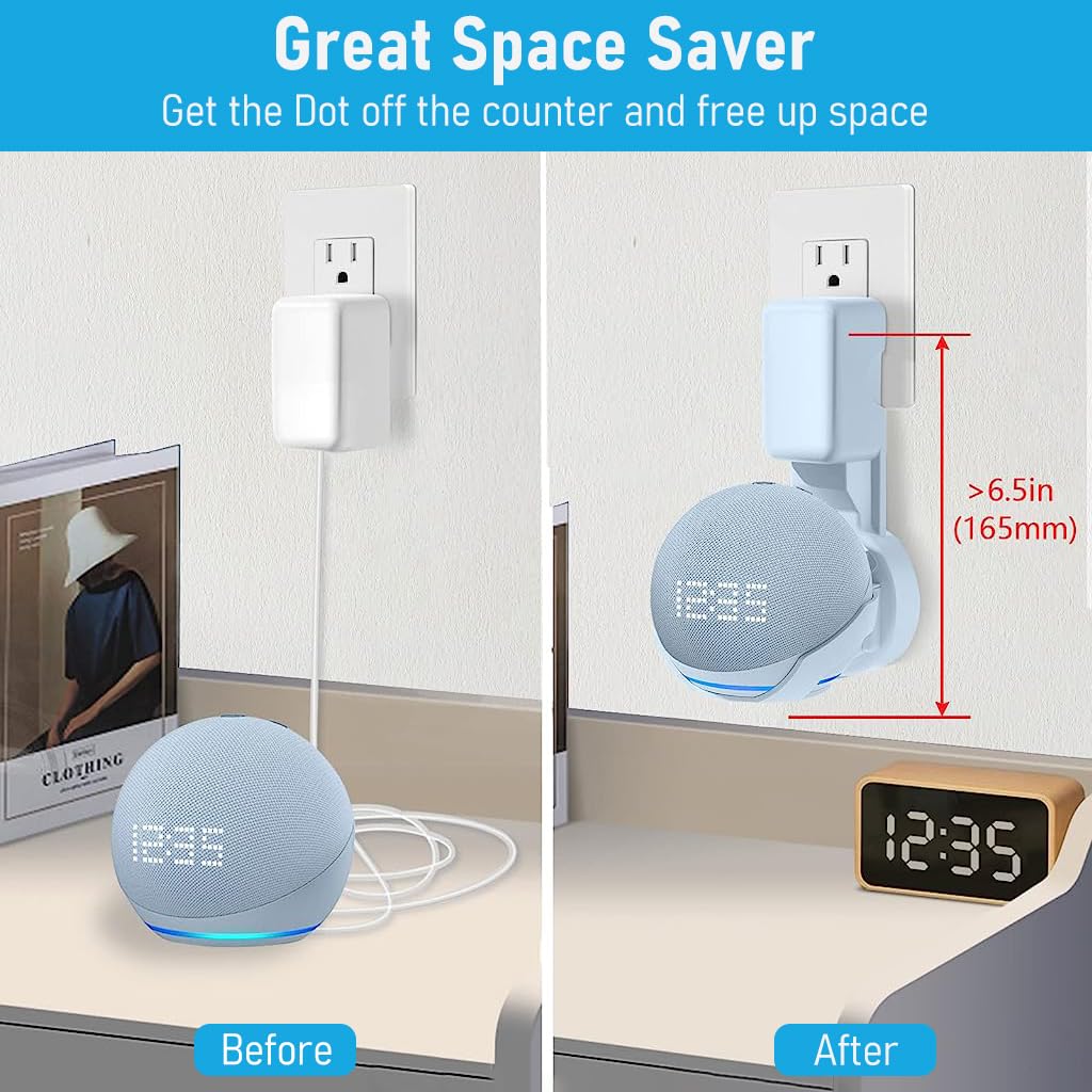 ZORBES Wall Mount for Alexa Echo Dot, Outlet Hanger Stand for Echo Dot (5th & 4th Gen) Alexa Echo Dot Holder with Cable Management, Alexa Wall Mount Alexa Echo Dot Accessories (Holder Only)