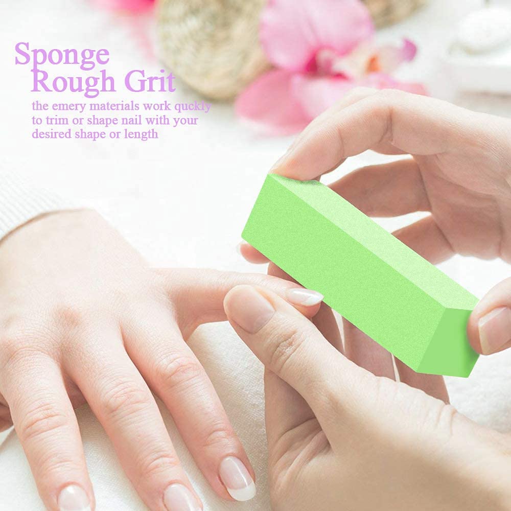 HASTHIP 12Pcs Colorful Professional Manicure Nail Files and Rectangular Nail Art Care Buffer Set Block Tools Kit with 100/180 Grit Nail Shaper