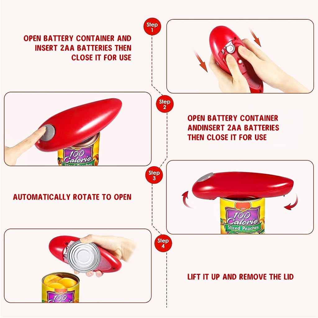 HASTHIP Auto Can Opener Battery Operated Electric Can Opener Food Jar Opener Automatical Rotatable Can Opener Effortless Can Opener