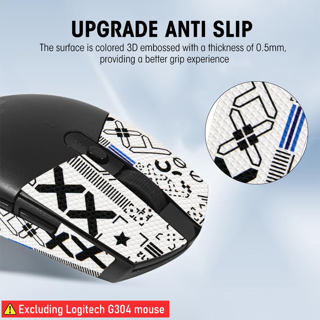 Verilux Mouse Grip Tape for Lo gitech G102/G304 Gaming Mouse Skin, Pre-Cutted Self-Adhesive Mouse Grip Tape Fashion Sweat-Proof Mouse Grip Tape (Mouse is not Included)