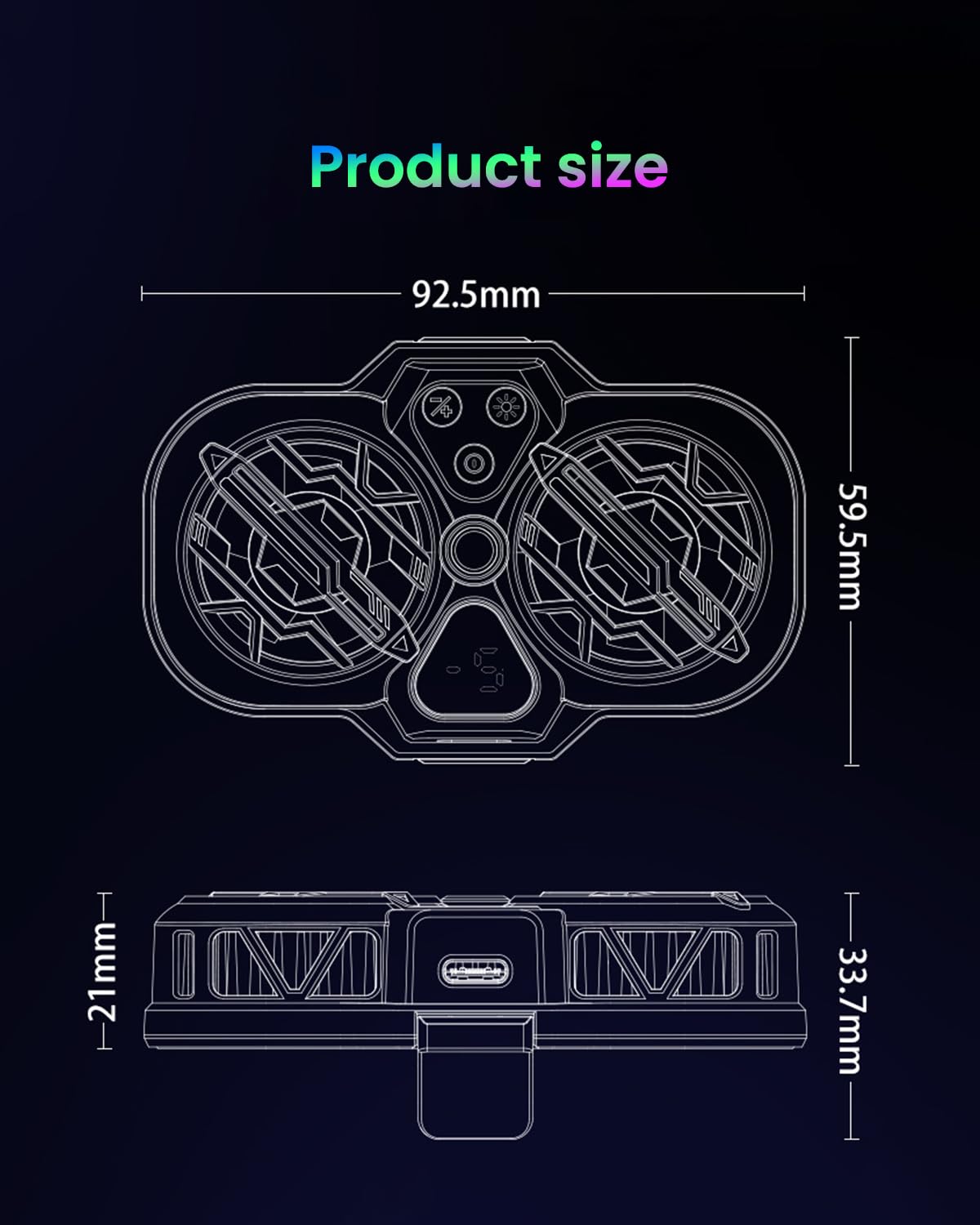 Verilux Phone Cooler LED Dual Turbo Fan Phone Cooler with Real Time Temp Display & Adjustable Temperature Clip-on Phone Cooler for iOS & Android Smartphones from 4.5 to 6.7 in