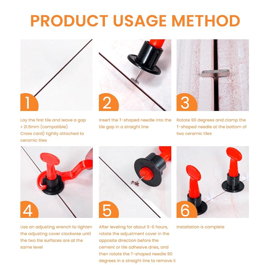 Serplex 75Pcs Tile Leveling System Kit Tile Leveling Asistance Clips Tools Tile Leveling System Clips Male Angle for Floor Wall Tile Leveler Spacers Locater Adjuster Laying Construction Tools