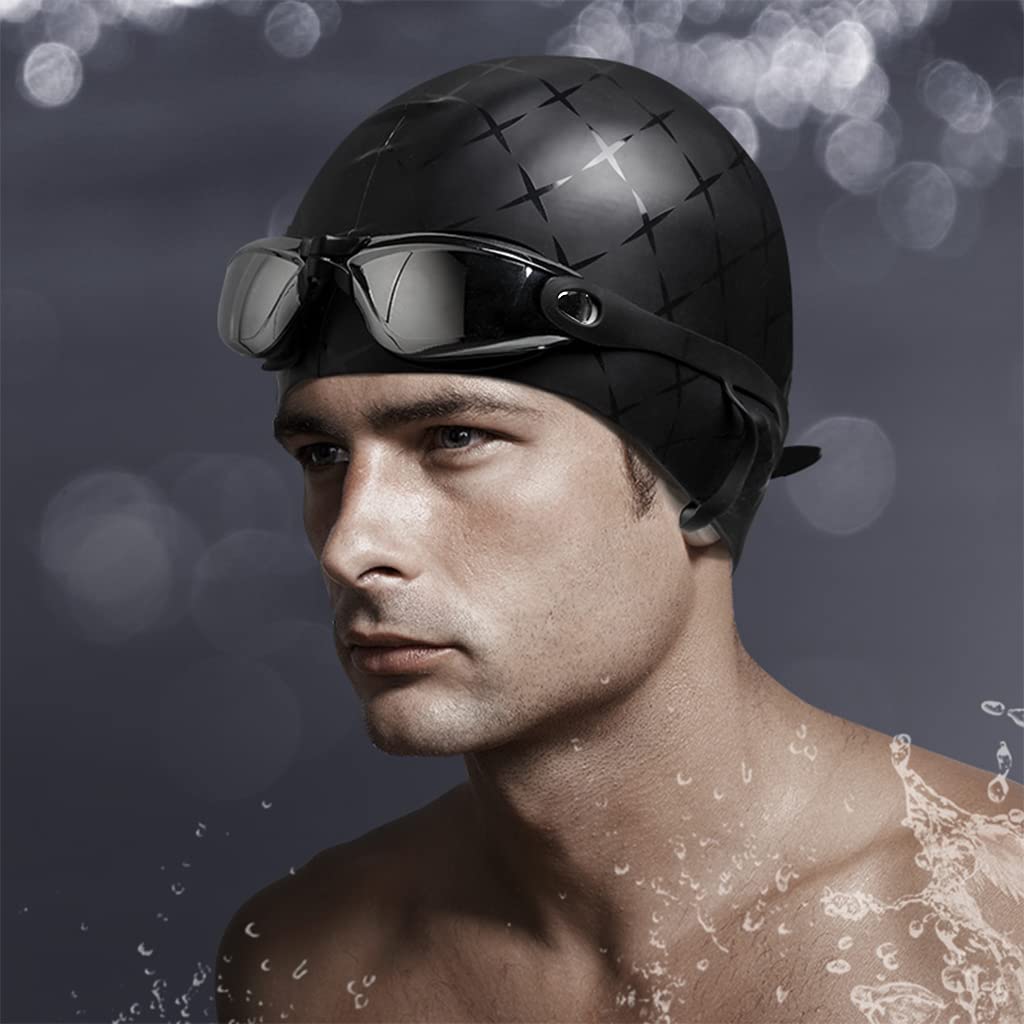 Proberos Unisex-Adult Plating HD Swim Goggles with Ear Plugs Professional Swimming UV Protection Goggles Anti Fog Adjustable Swim Goggles with Storage Case Nose Clip and Earplugs