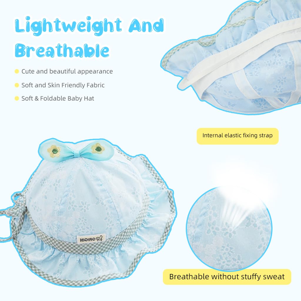 SNOWIE SOFT Baby Cap For Girls Breathable Cotton Sun Cap Bucket Hat Cute Cap for Baby Girl 6-12 Months Birthday Gift