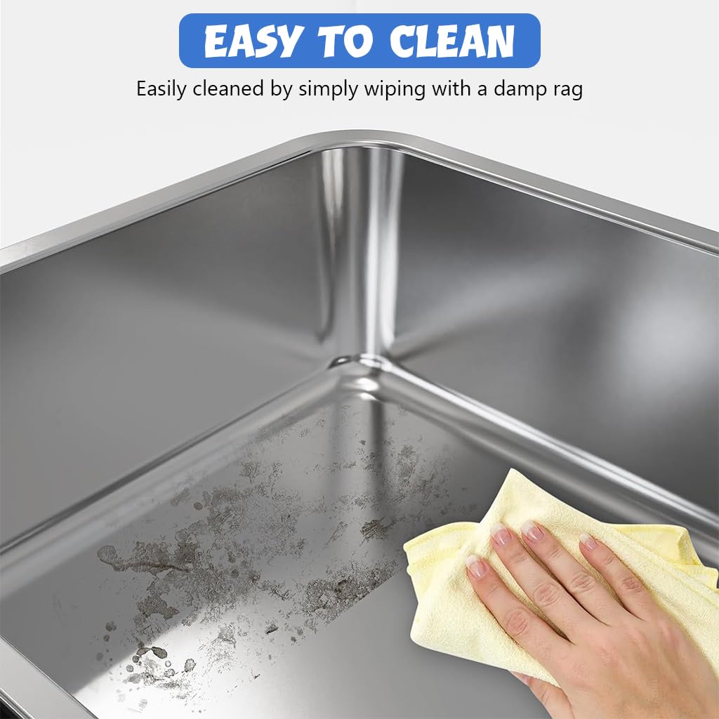 Qpets Stainless Steel Cat Litter Box