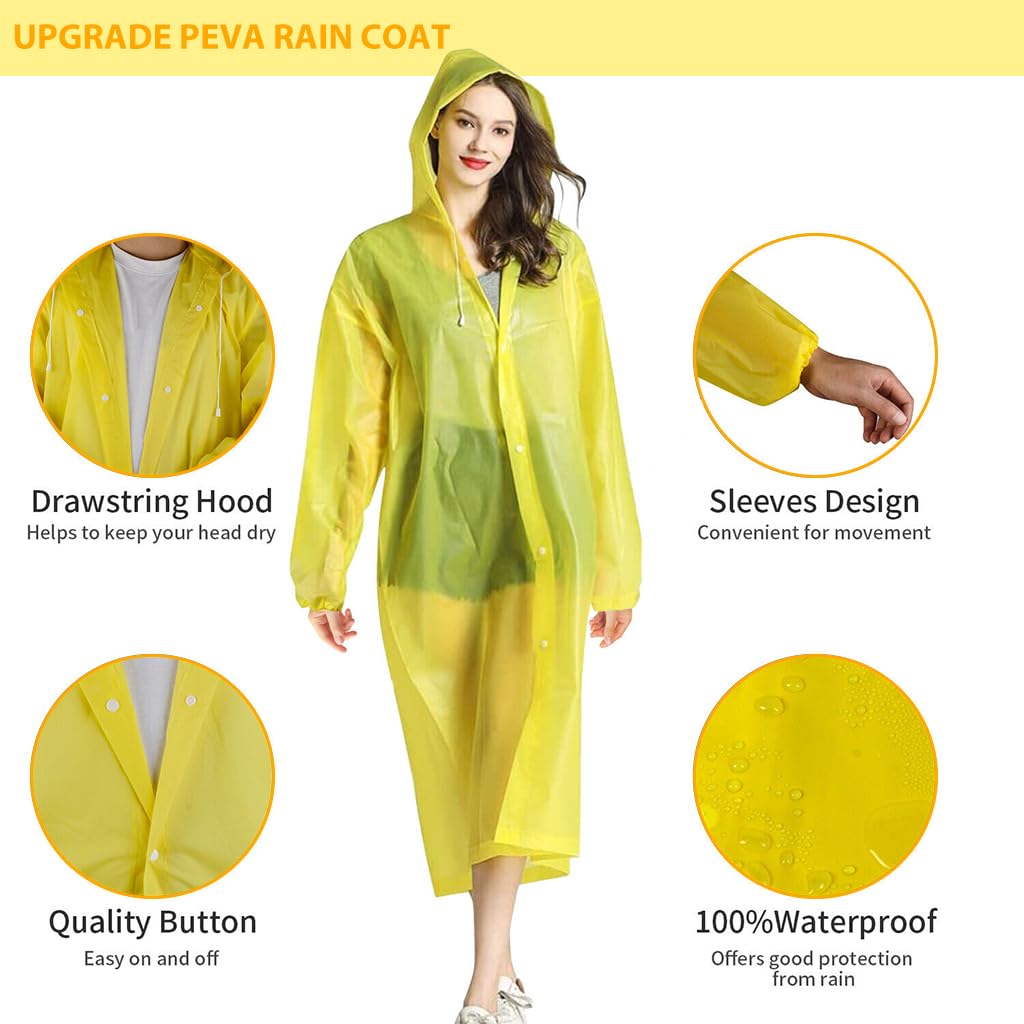 PALAY Rain Ponchos for Men Women, Reusable PEVA Raincoats with Hood for Rain Ponchos for Camping, Hiking, Music Festival, Outdoor Activities