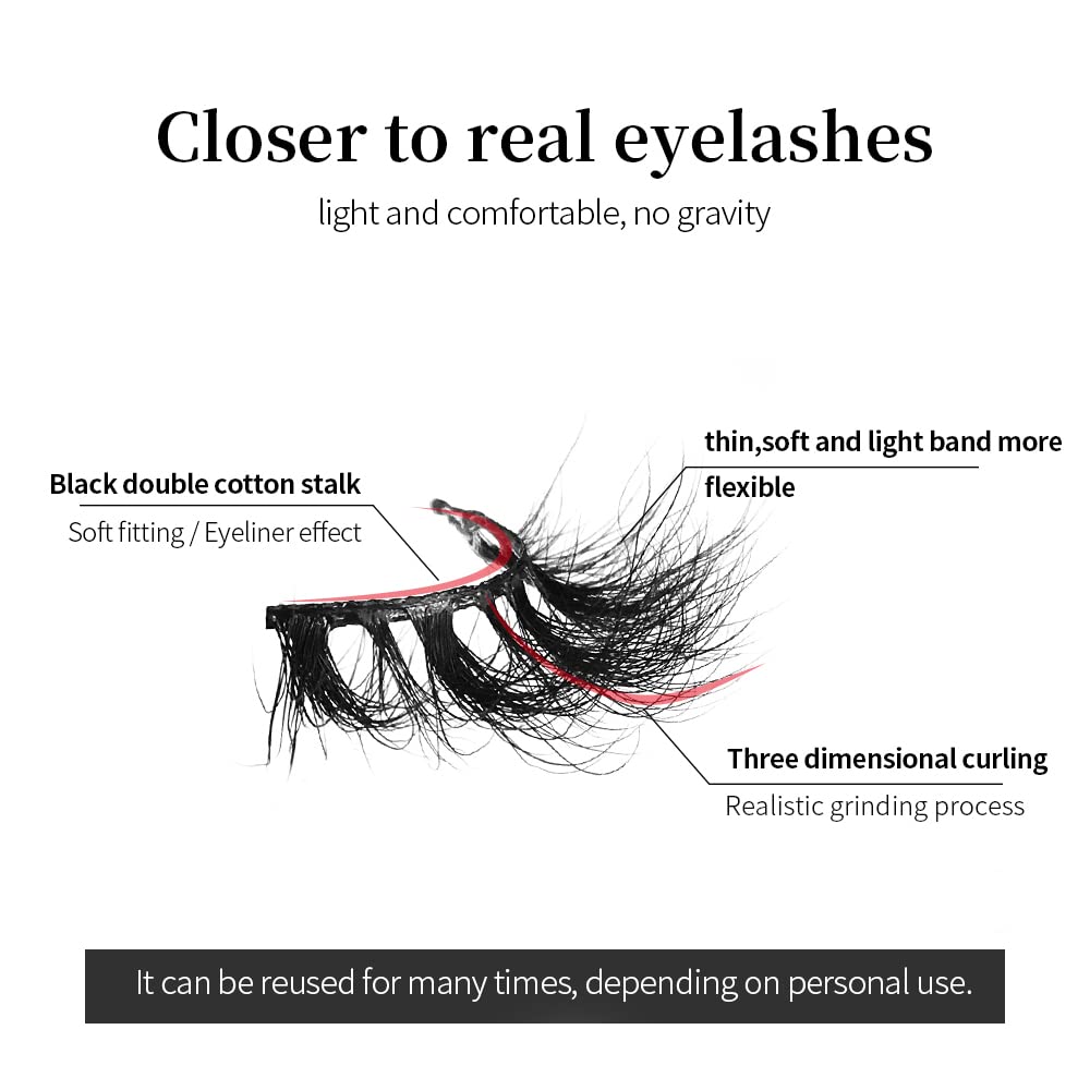 MAYCREATE Magnetic False Eyelash and Eyeliner Kit, 3D Faux Eye Lashes Natural Reusable Lashes, with One Application Tweezer Set No Glue Needed Eyelashes Kit Tools (3 Pairs)