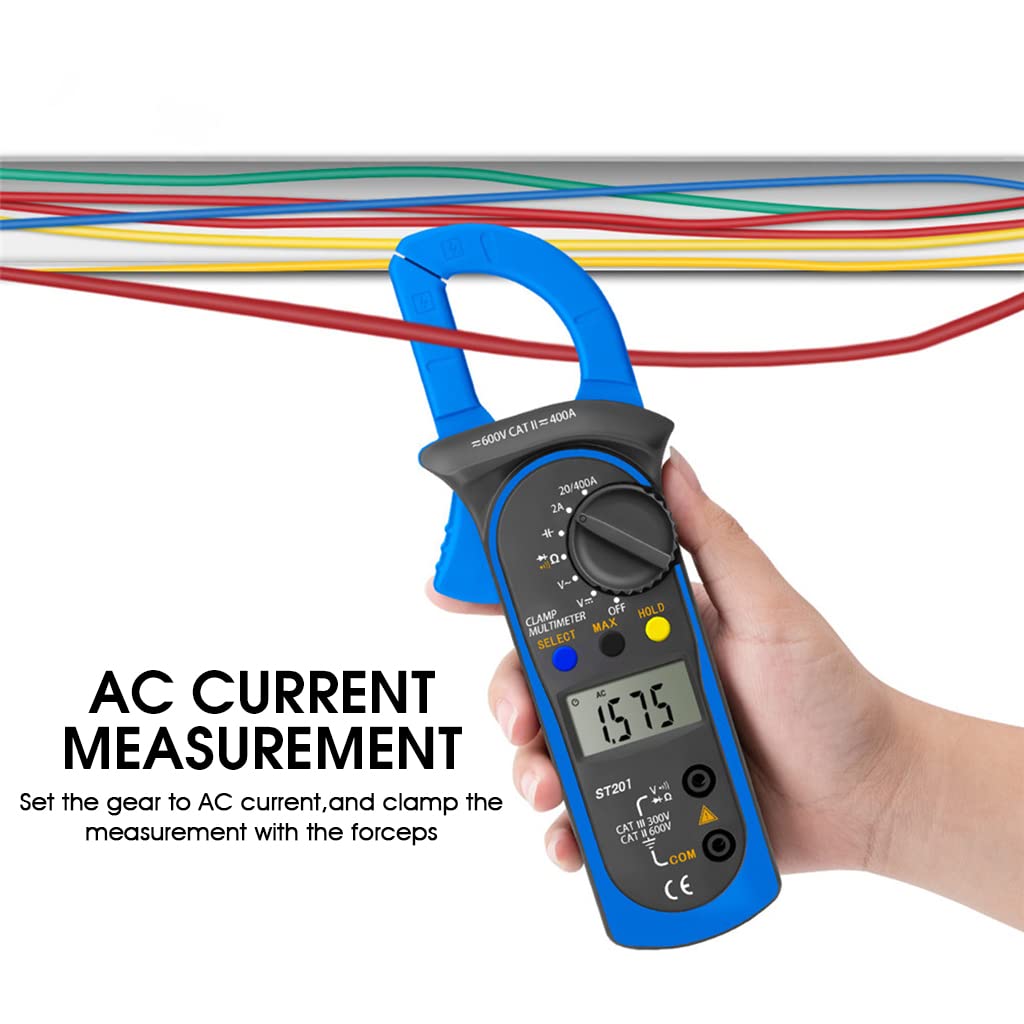 Supvox ST201 Clamp Multimeter and Smart Digital Multimeter with Test Leads & Zip Bag, Resistance Ohm Transistor Testers AC Current Voltage Frequency Resistance Capacitance Diode Tester