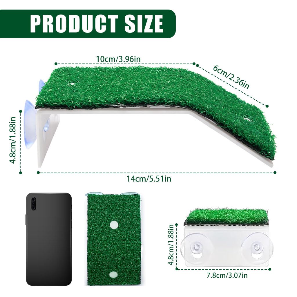 Qpets Wall Mounted Turtle Basking Platform for Turtle Aquatic Tank Terrestrial Tank Basking Platform with Turf Basking Platform with Suction Cup Basking Platform for Aquatic Turtles